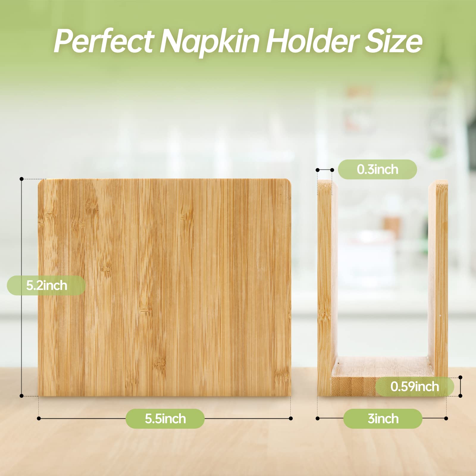 Napkin Holder Bamboo Vertical Napkin Holder Wooden Napkin Holder, Natural Bamboo Wood Strong And Waterproof, Napkin Holder For T