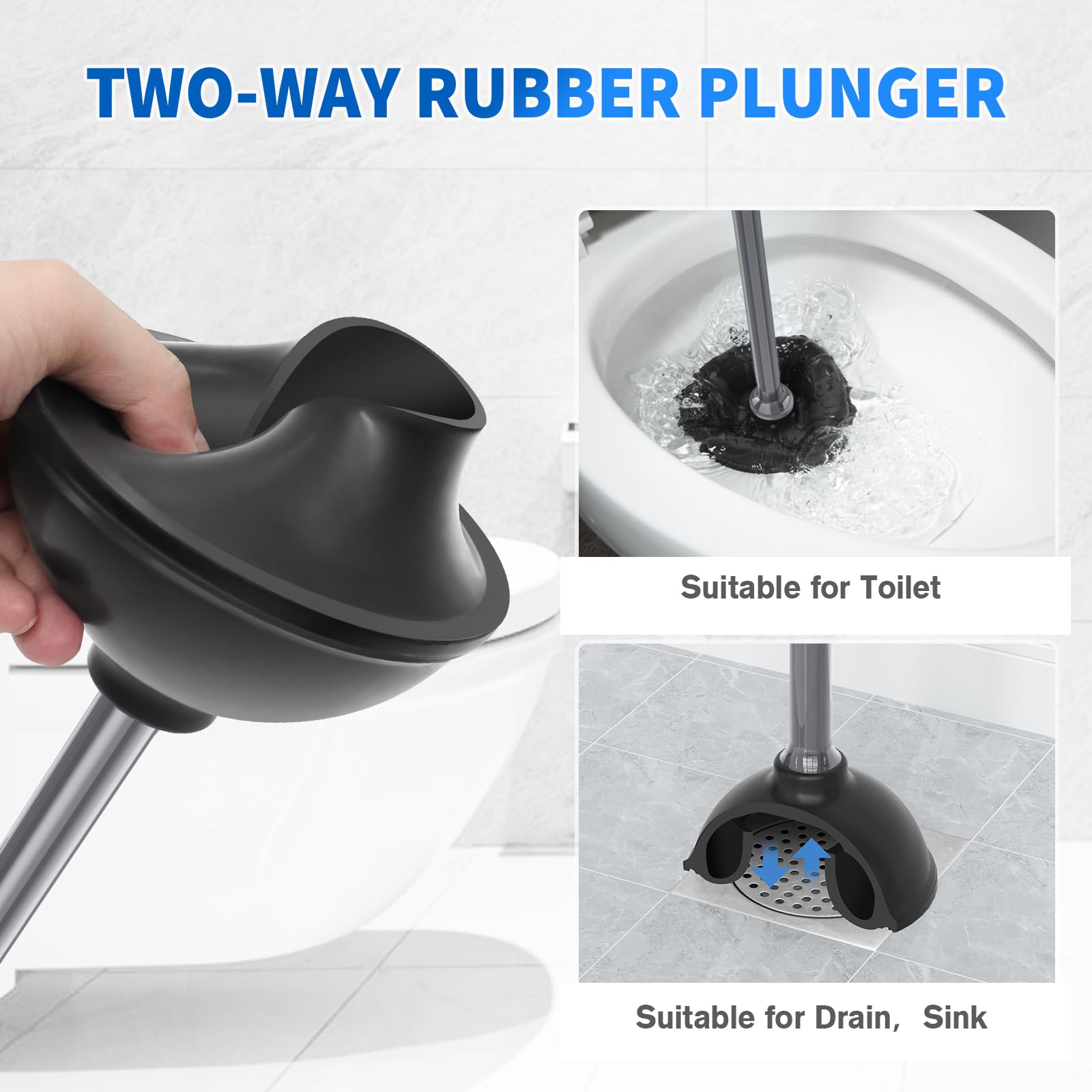 Lovloy Toilet Plunger And Brush, Bowl Brush And Heavy Duty Toilet Plunger Set With Ventilated Holder, 2-In-1 Toilet Brush And Pl