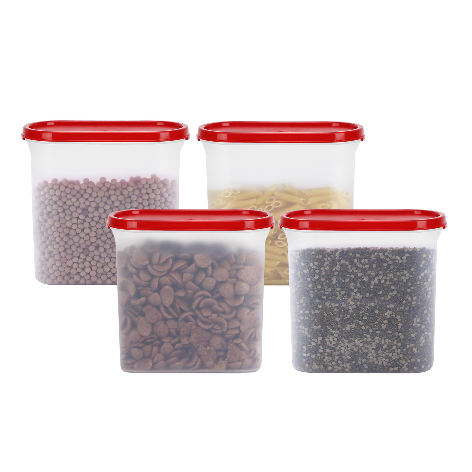 Cutting Edge 1800Ml Modular Storage Container Red Plain Lid (Set Of 4)