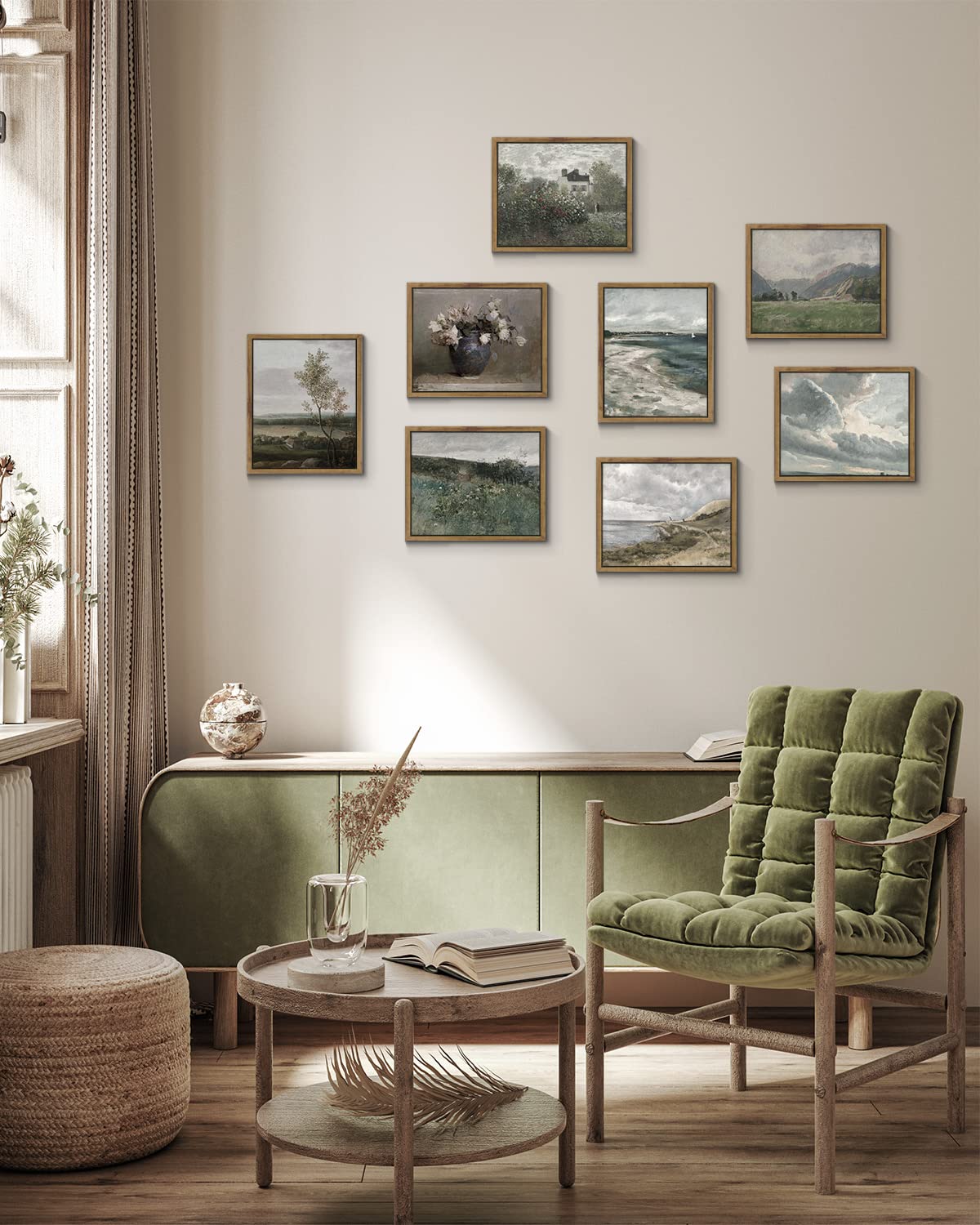 Insimsea Framed Canvas Wall Art Vintage Decor, Coastal Seaside Landscape Paintings, Large Prints, Nature Wall Decorations For Li