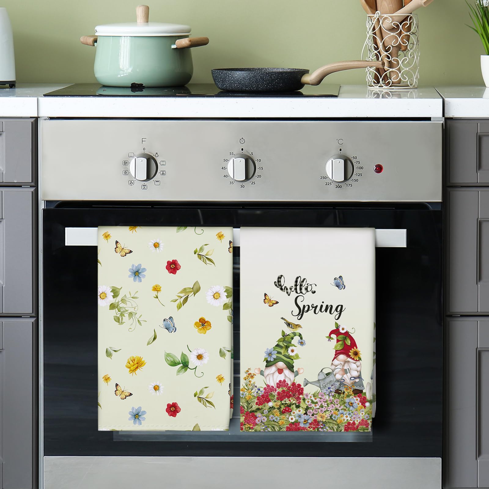 Arquiel Gnomes Kitchen Towel 100% Cotton Quick Dry Dish Towels 20 X 27.5Inch, Dishcloth Hand Towels For Housewarming Gifts Dinin