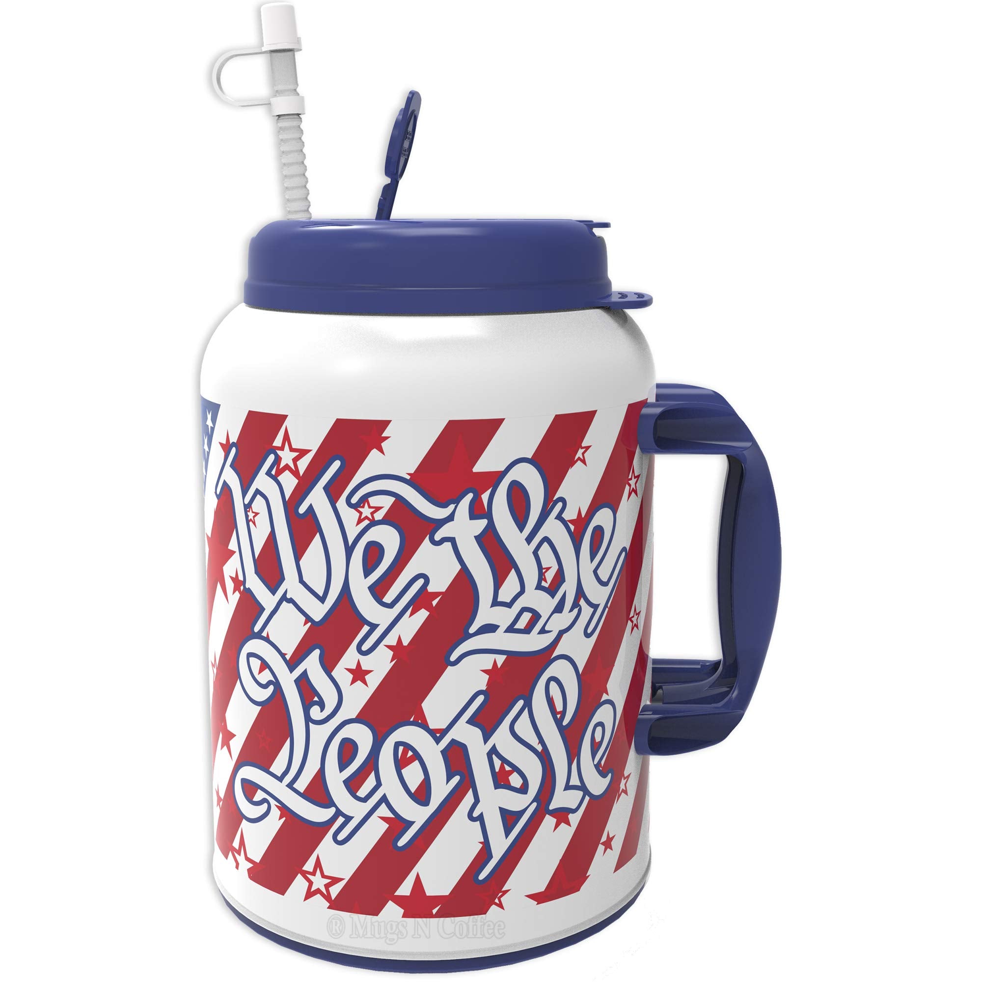 Mugs N Coffee 100 oz Travel Mug  We The People with American Flag & Eagle Mug  Double Wall Insulated  BPAFree, LeakResistan