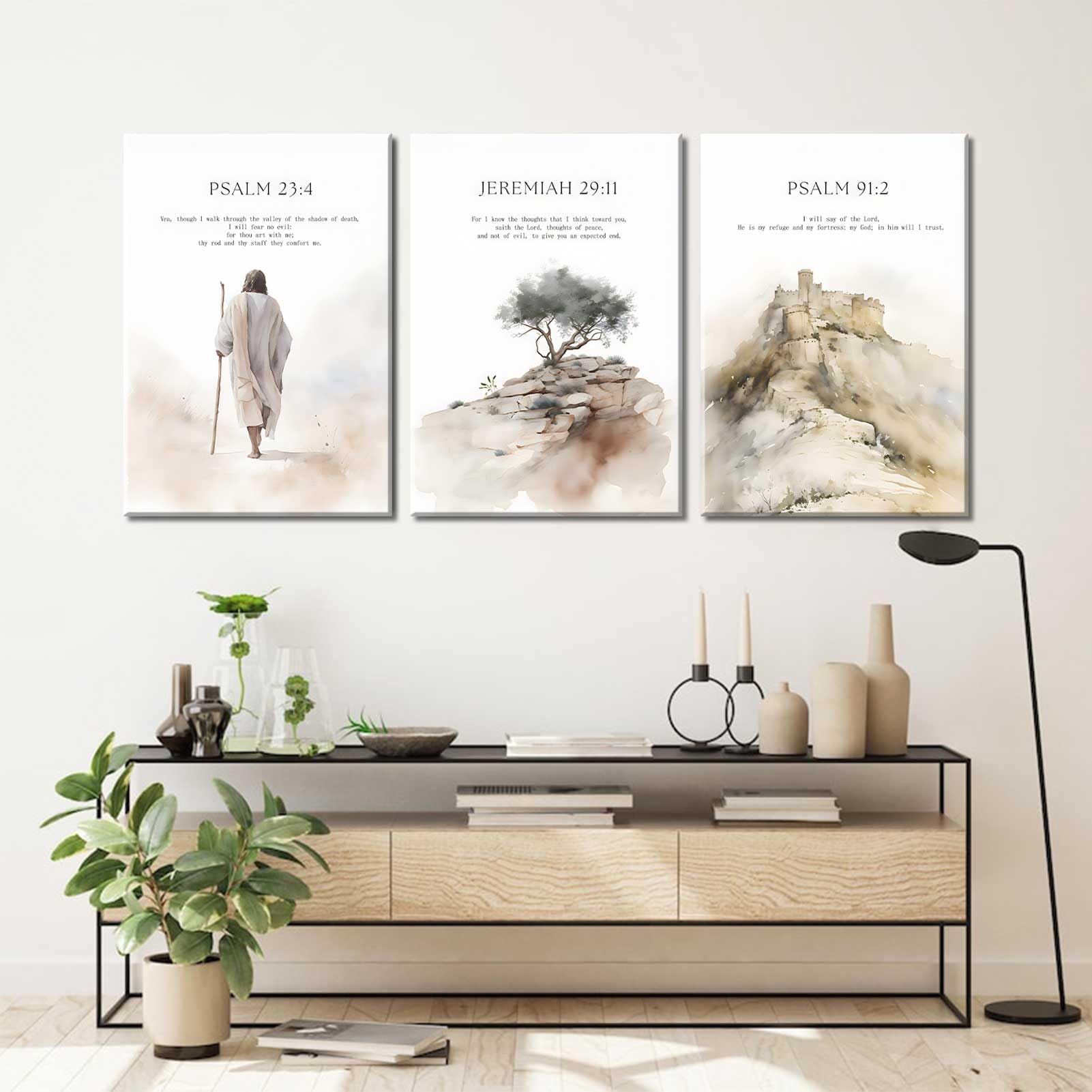 3Pcs Framed Jesus Wall Art Christian Bible Verse Canvas Posters Prints Minimalist Bible Stories Scripture Wall Decor Pictures Re