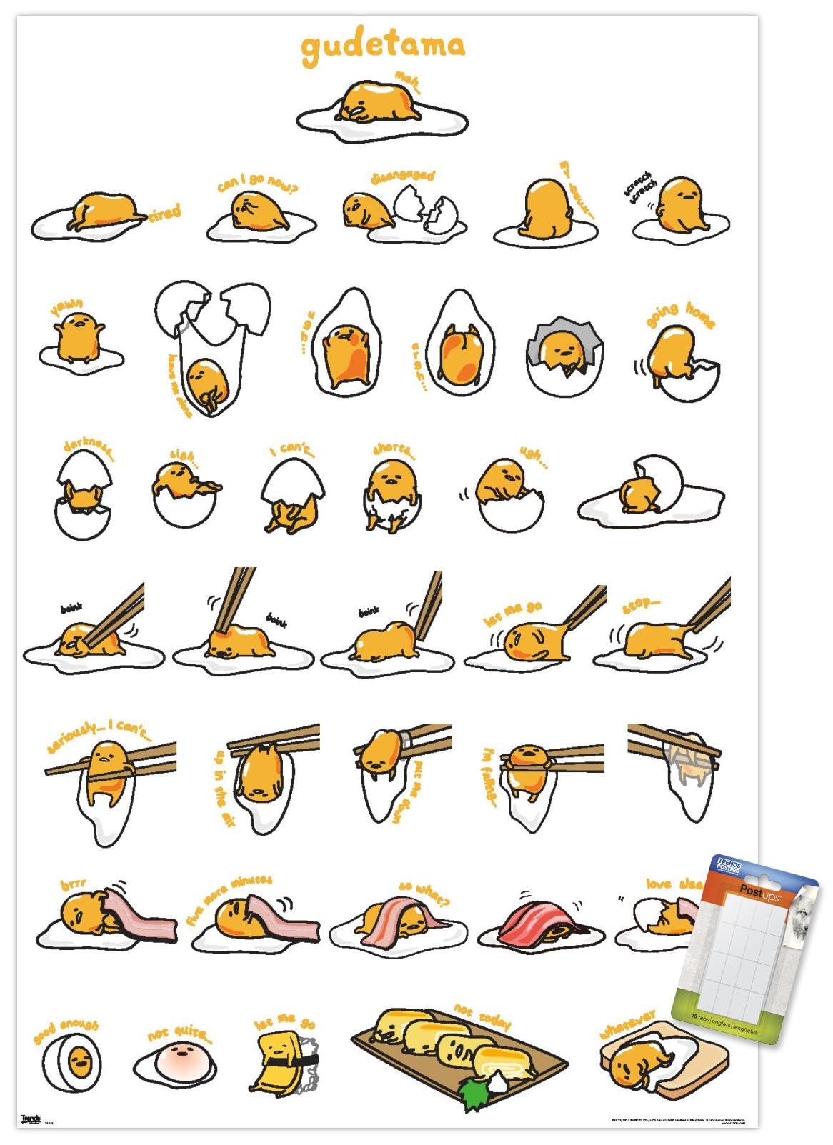Trends International Gudetama - Grid Wall Poster, 22.375'' X 34'', Poster & Mount Bundle