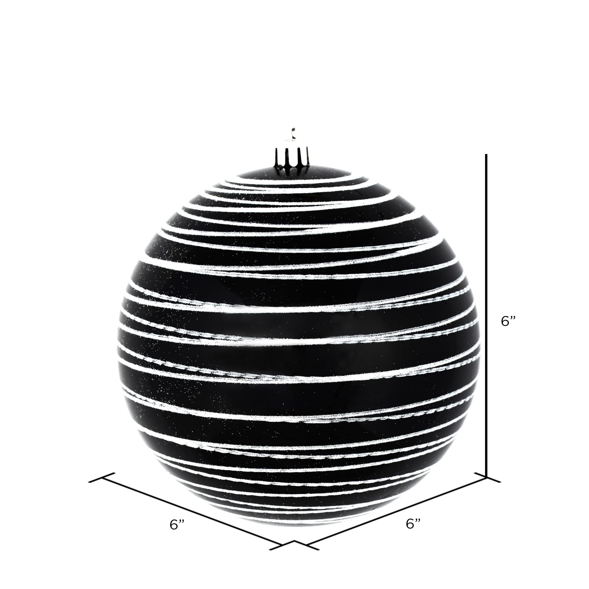 Vickerman 6 Black Candy Finish Ball Ornament with Glitter Lines. Includes 3 Ornaments per Bag.