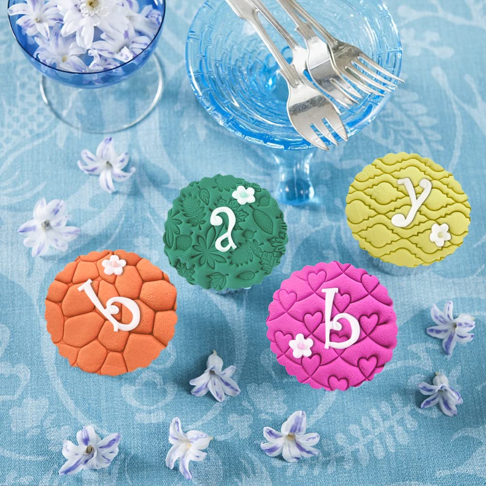 HENGKE Cake Fondant Embossing Mould Set - 5 Clear Plastic Baking Molds for Chocolate, Cookie, Cupcake Decoration