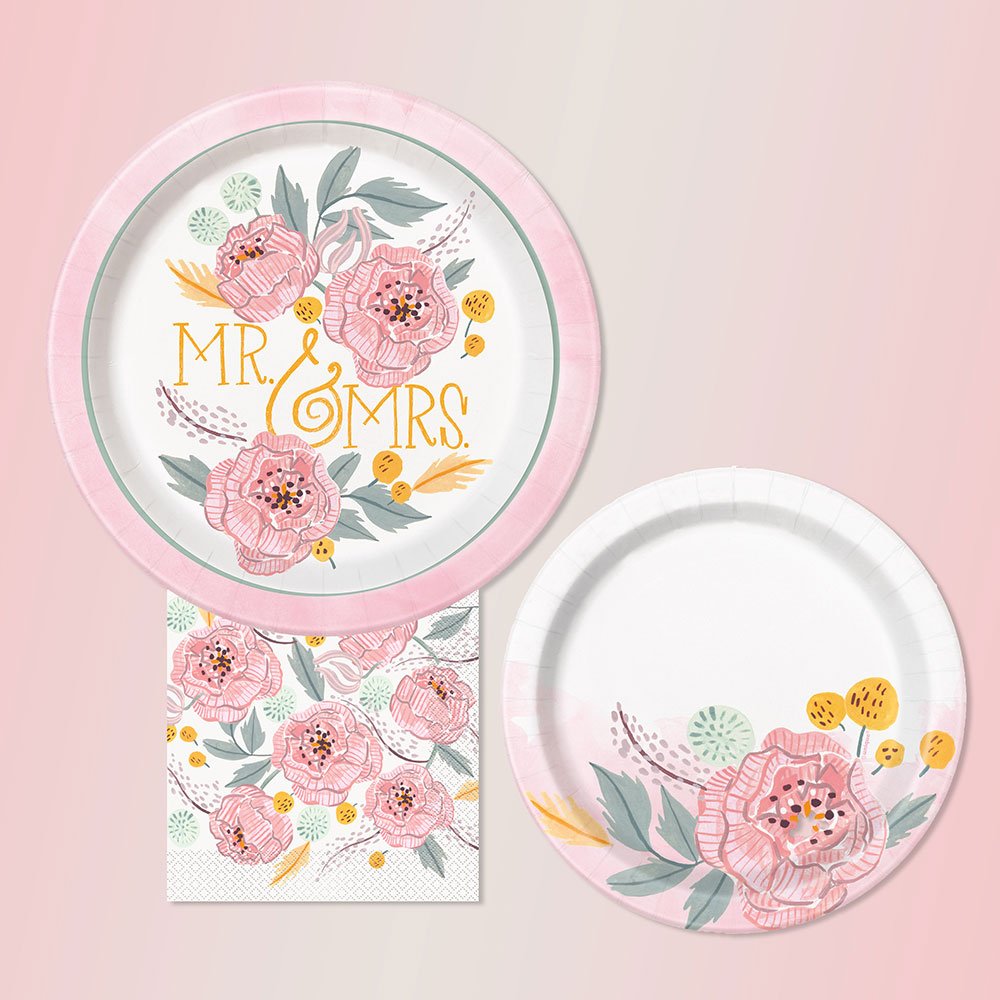 Unique Industries Painted Pink Floral Paper Cake Plates, 8Ct