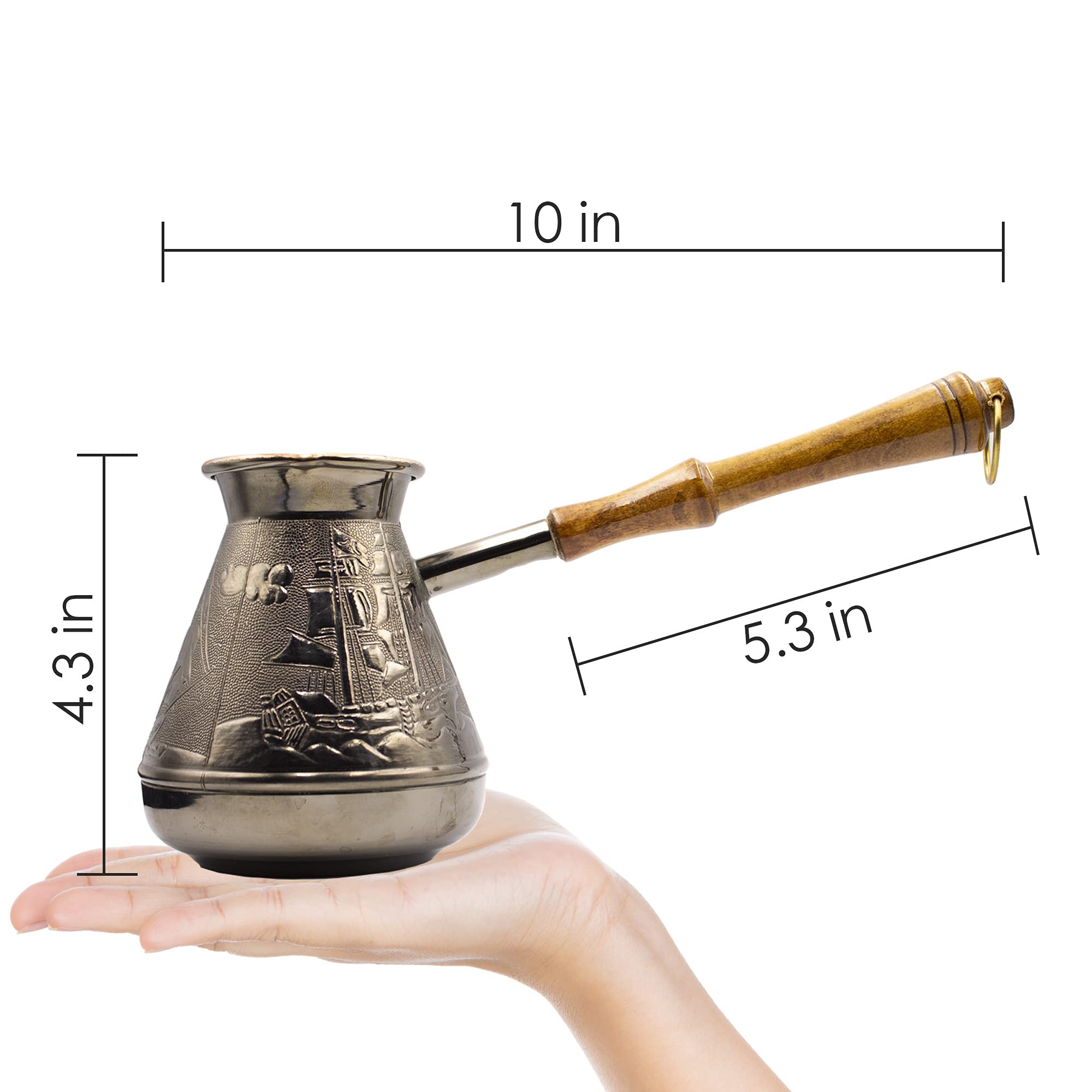 Aevvv Scarlet Sails Turkish Greek Copper Turk 500Ml 17Oz Neat Cezve Coffee Maker With Wooden Handle (17 Oz)