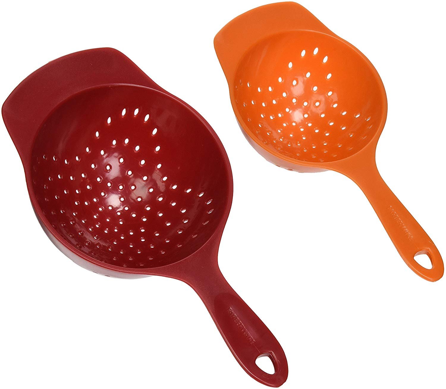 Brandobay Mini Colanders Set 2 Plastic Pack Kitchen Mesh Food Strainers Colander Handles Red Lime Green 6.5 And 7.5 Inch Straine