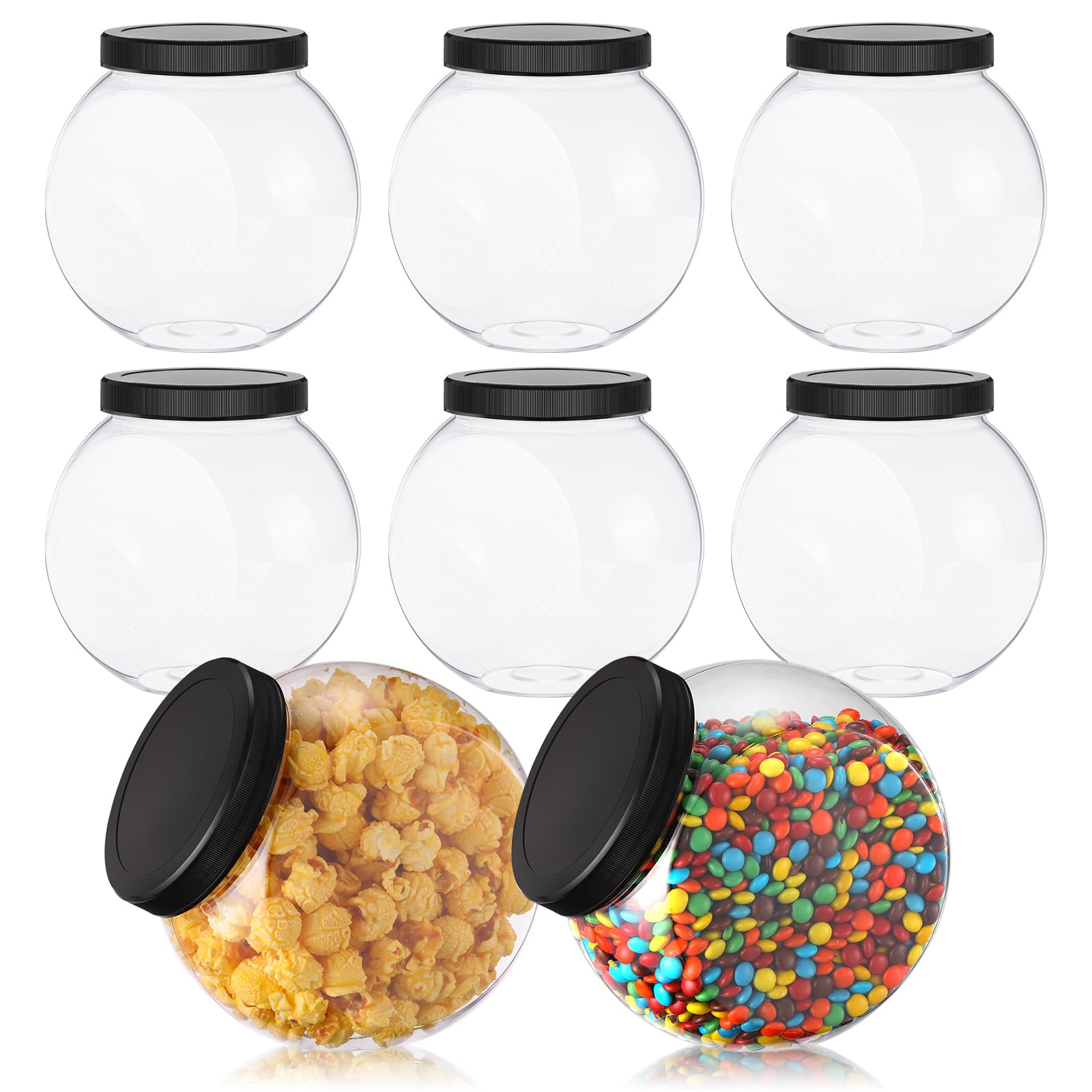 Tradder 8 Pcs Plastic Candy Jars With Lids 50 Oz Clear Cookie Jar Container Wide Mouth Storage Jars For Candy Buffet, Coffee Can