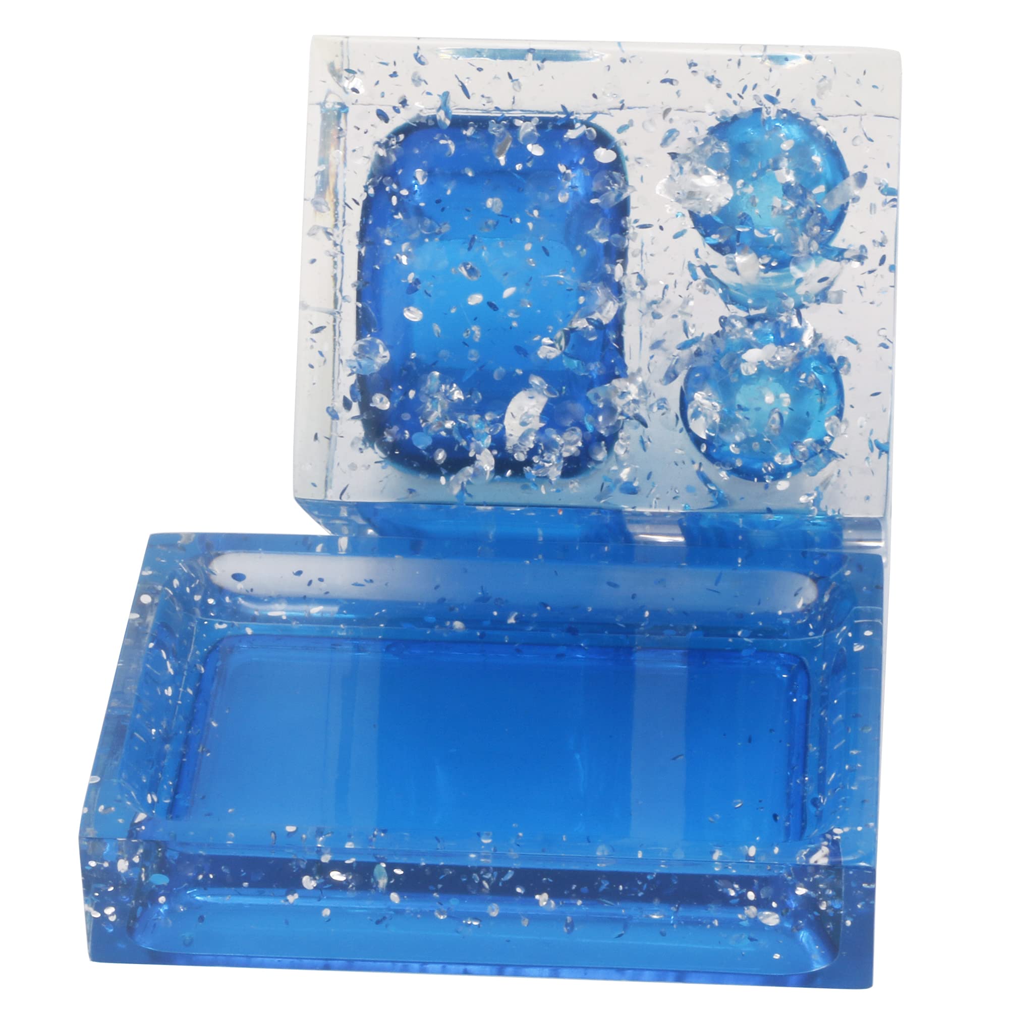 Luant Resin Soap Dish, Soap Dispenser, Toothbrush Holder & Tumbler Bathroom Accessory 5 Piece Set (Blue)