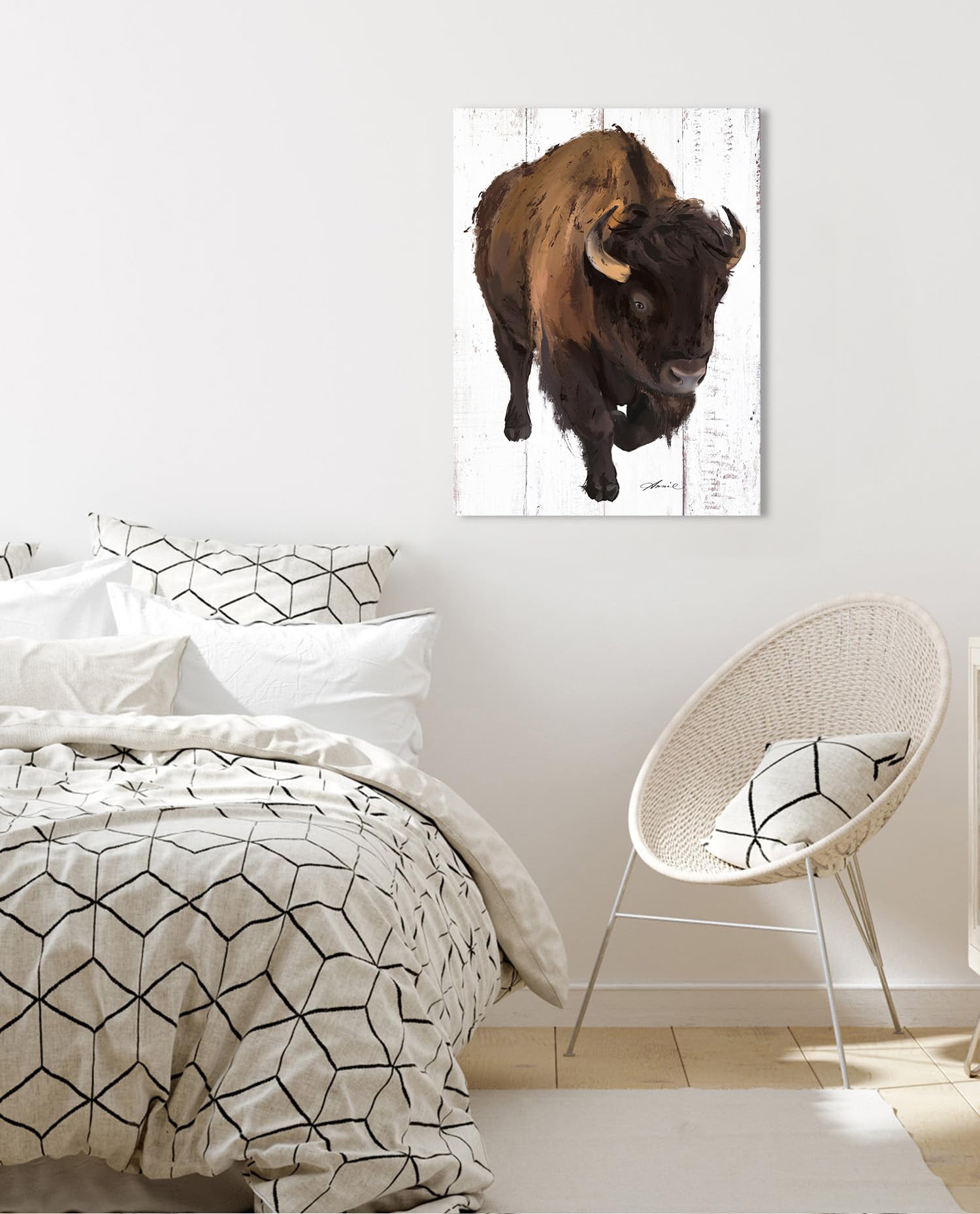 Bison Pictures Wall Art:Highland Cow Pictures Wall Decor Framed Canvas Posters Rustic Wall Decor Living Room Bathroom Decoration