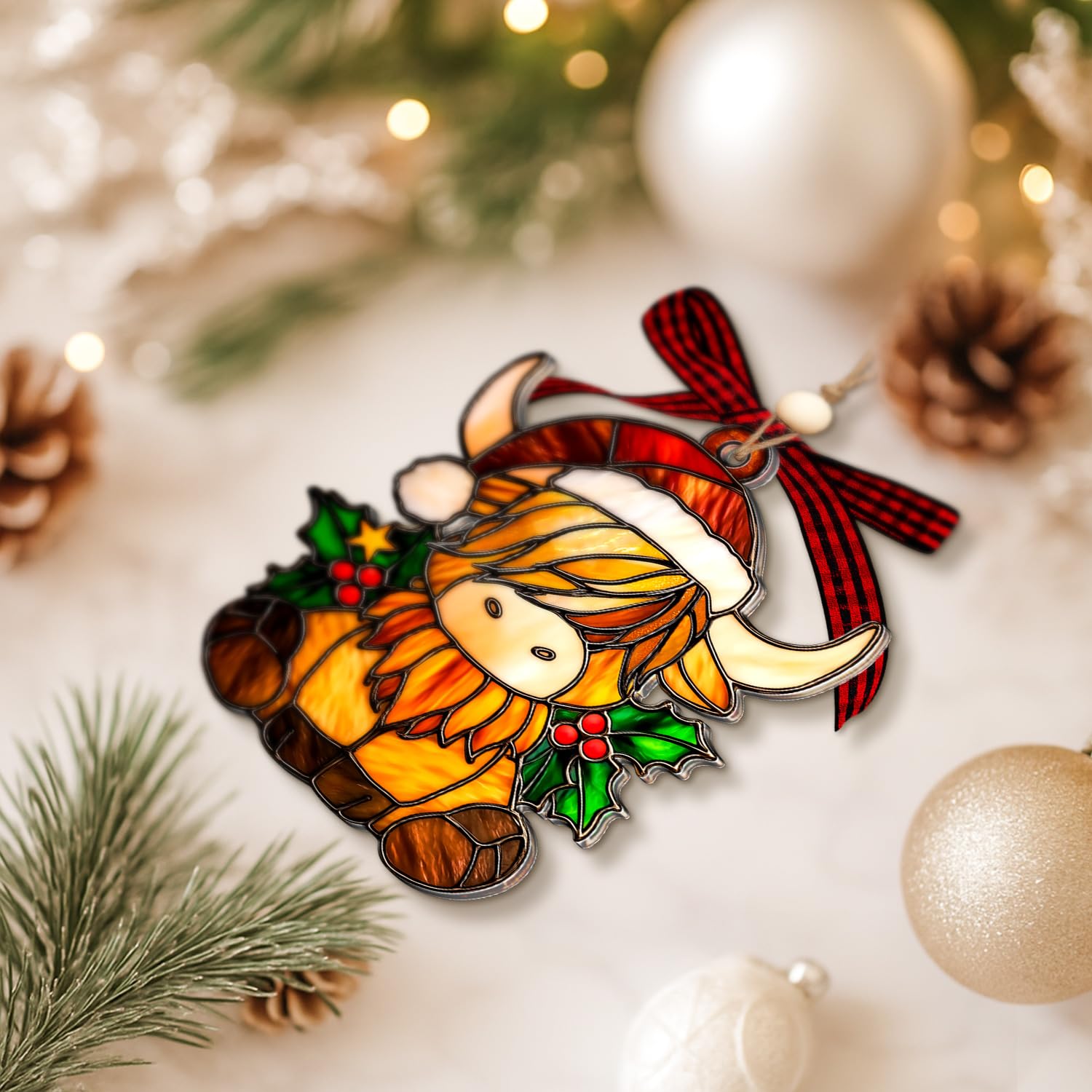 Highland Cow Christmas Ornaments - Cow Ornaments for Christmas Tree 2025 Gifts for Women, Cow Lovers - Cute Highland Cattle Acry