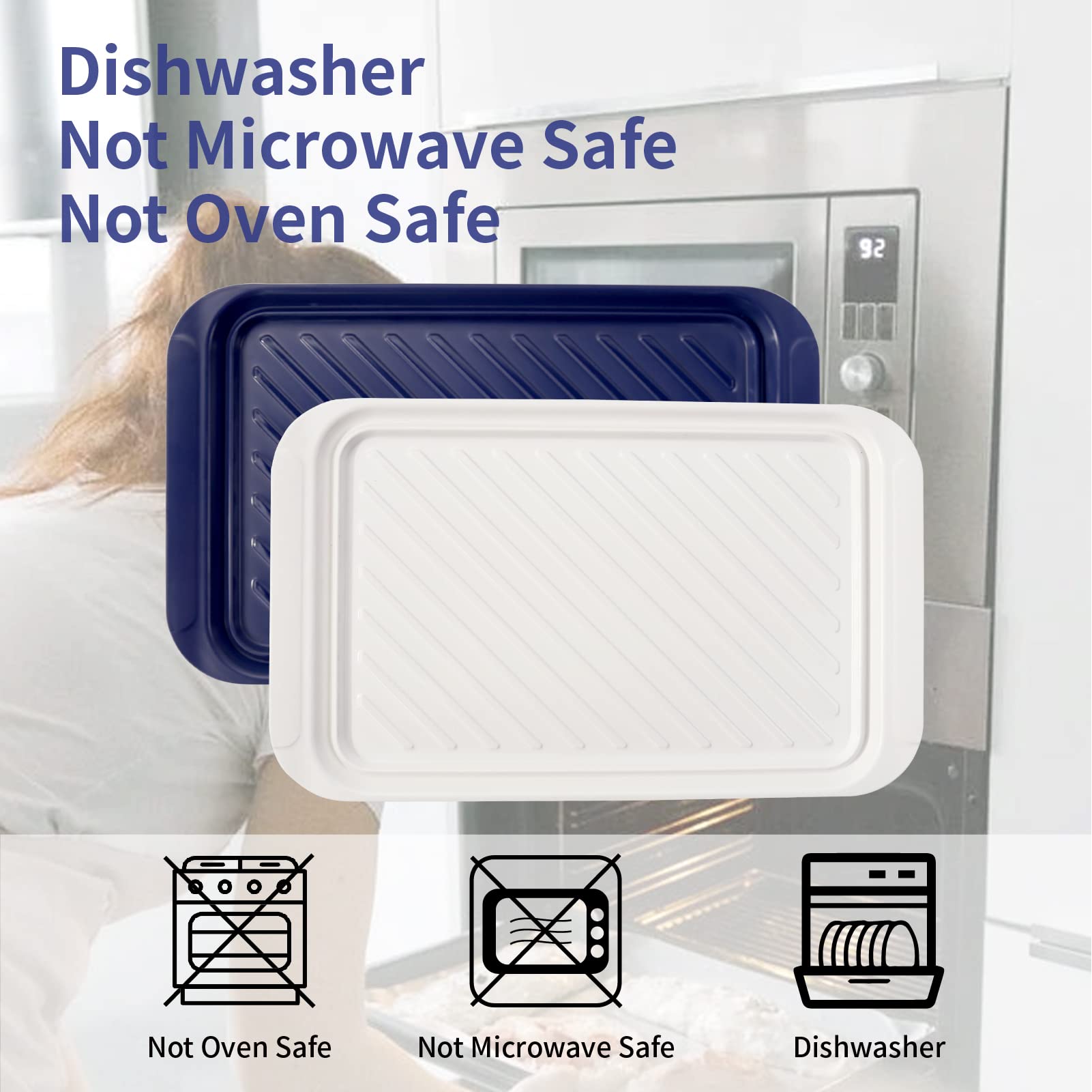 Tp Serving Trays With Handles, Melamine Grill Prep And Serving Platters For Outdoor, Parties And Bbq Dishwasher Safe Food Tray,