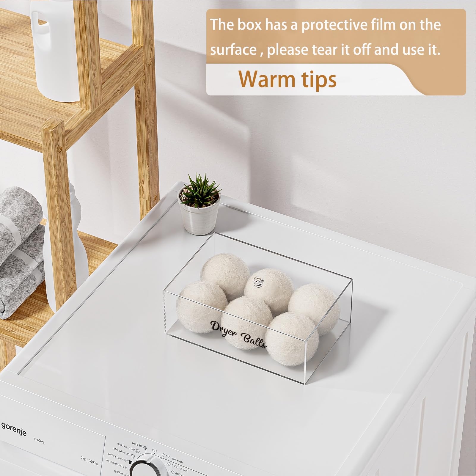 Dryer Ball Holder For Laundry Room ,Acrylic Dishwasher Pods Container With Lid,Dryer Balls Dispenser,Laundry Room Organization A