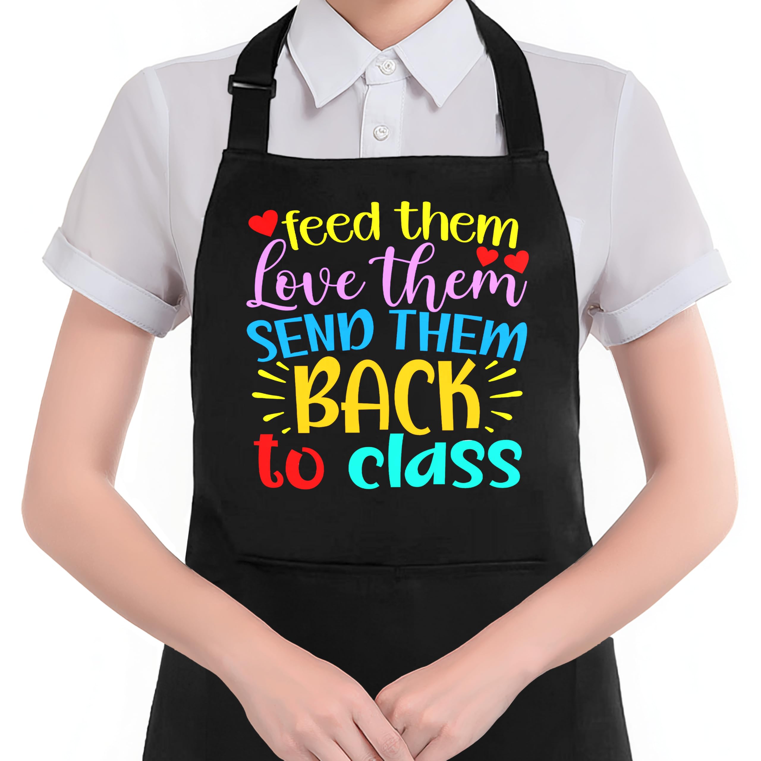 Hugane Lunch Lady Appreciation Gifts Apron With Pockets, Cafeteria Worker Gifts, Feed Love Send Them Back To Class Waterproof Ad