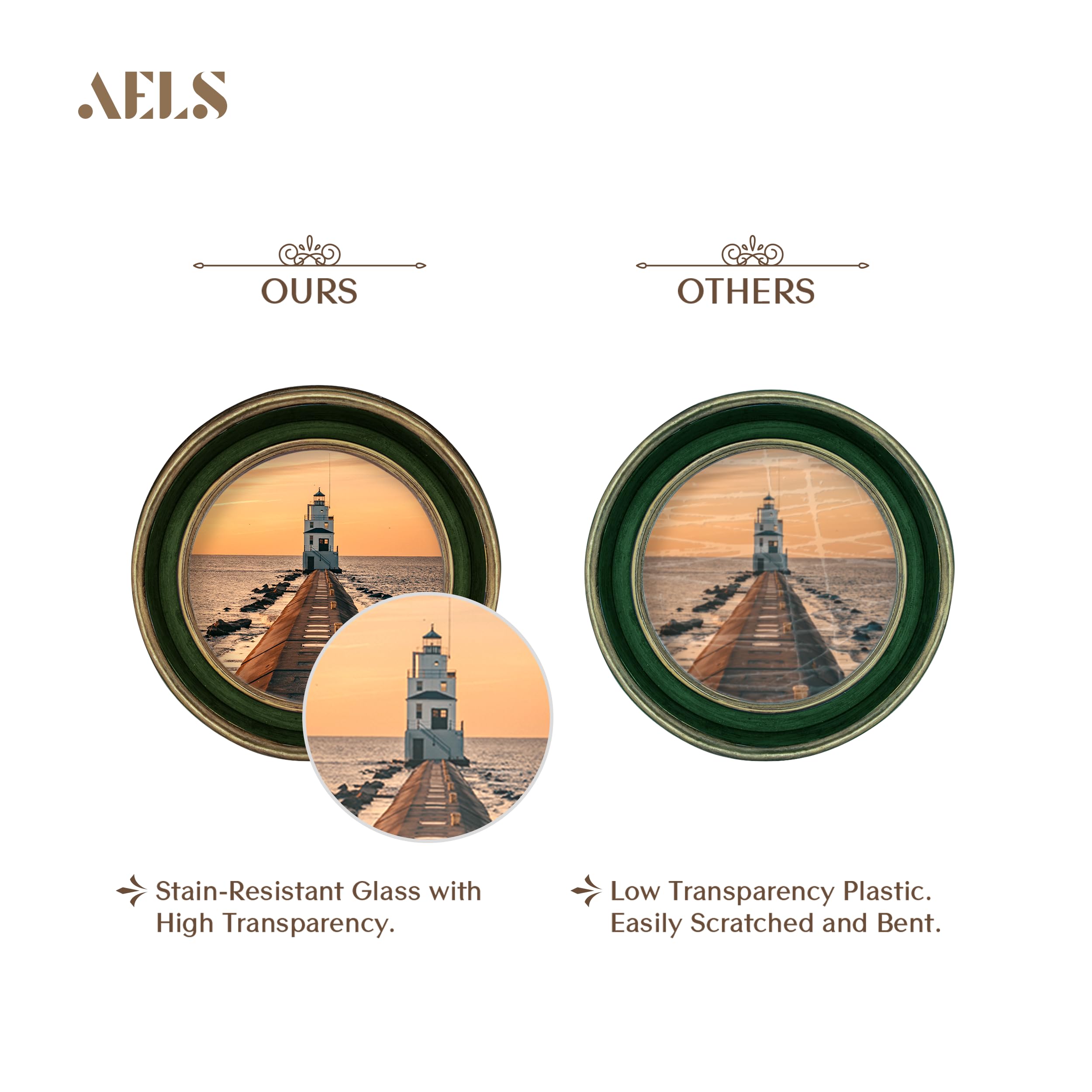 AELS 4x4 Inch Vintage Picture Frame, Elegant Antique Photo Frames with Glass Front, Photo Display, Tabletop Wall Hanging, Gift I