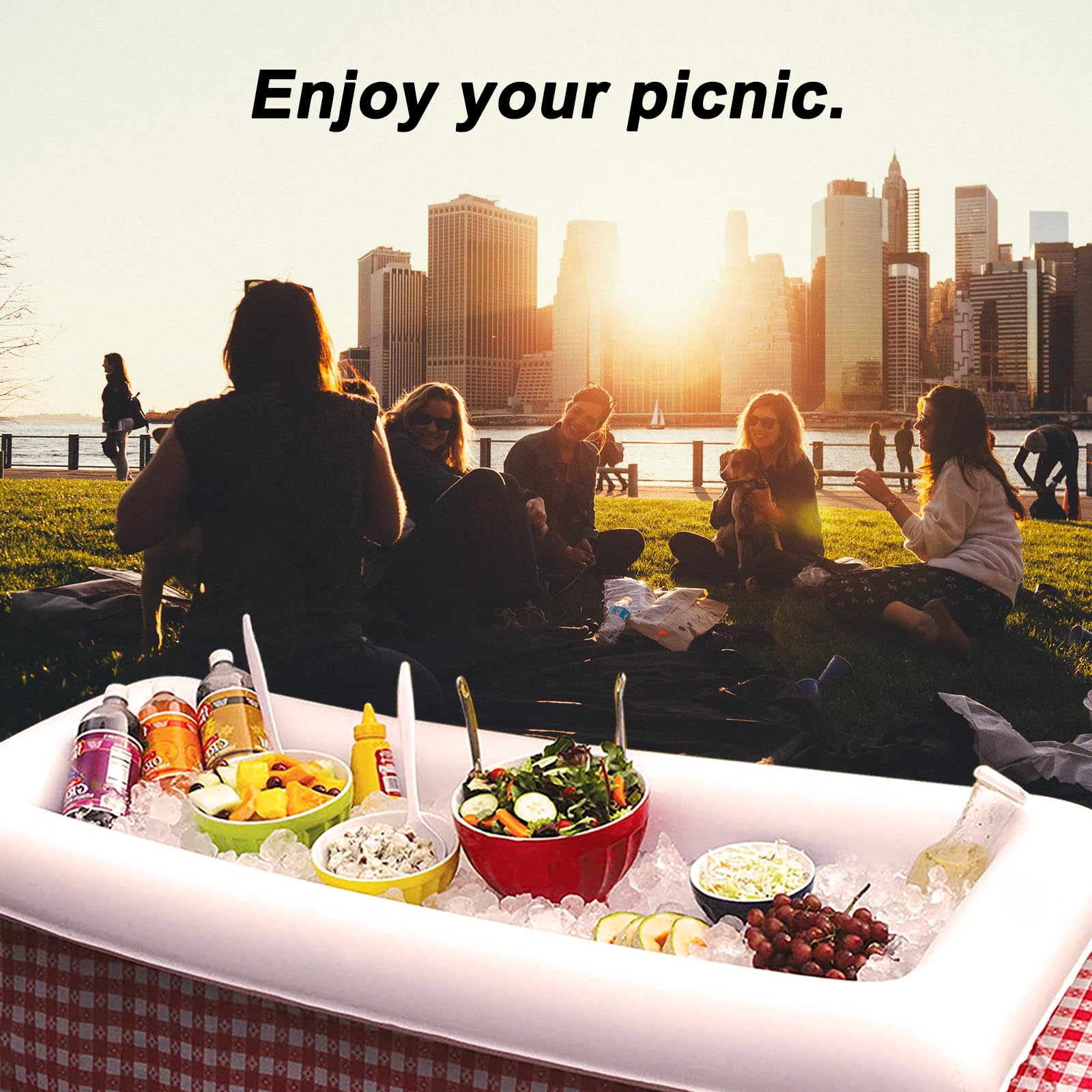 Aituosi Inflatable Ice Serving Buffet Bar With Drain Plug - Bbq Picnic Pool Party Supplies Buffet Salad Food & Drinks Tray For P