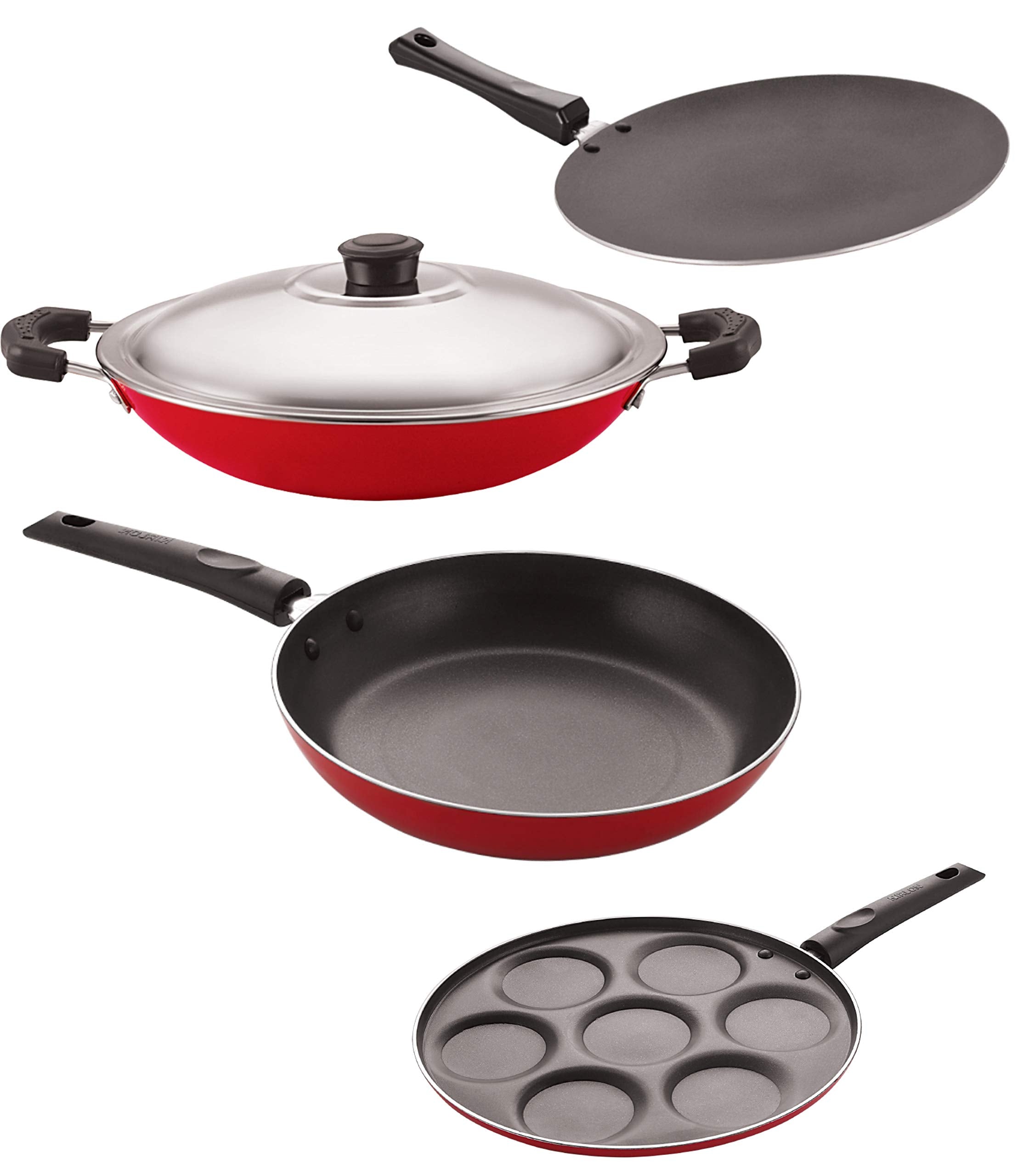 Nirlon Dishwasher Safe Non Stick Cookware Pots And Pans Set Of 4 Pieces (2.6Mm_Ct_Chatti_Up_Tp24)