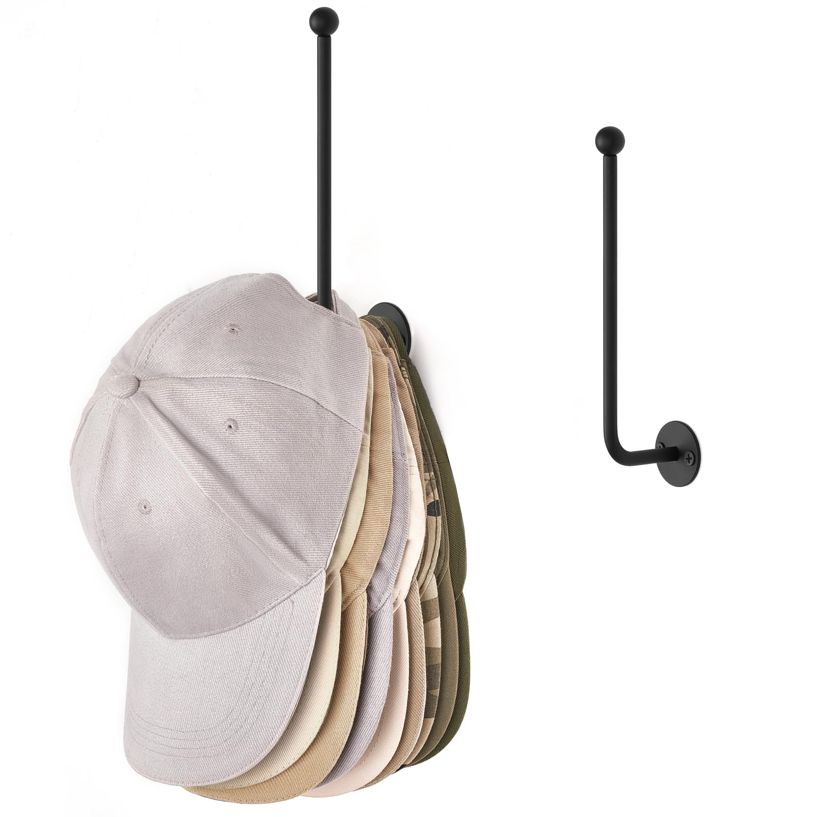 Dahey Hat Organizer For Baseball Caps 2 Pcs Hat Rack Wall Mount 7.9 Inches Space Saving L Shaped Hat Holder Organizer Modern Met