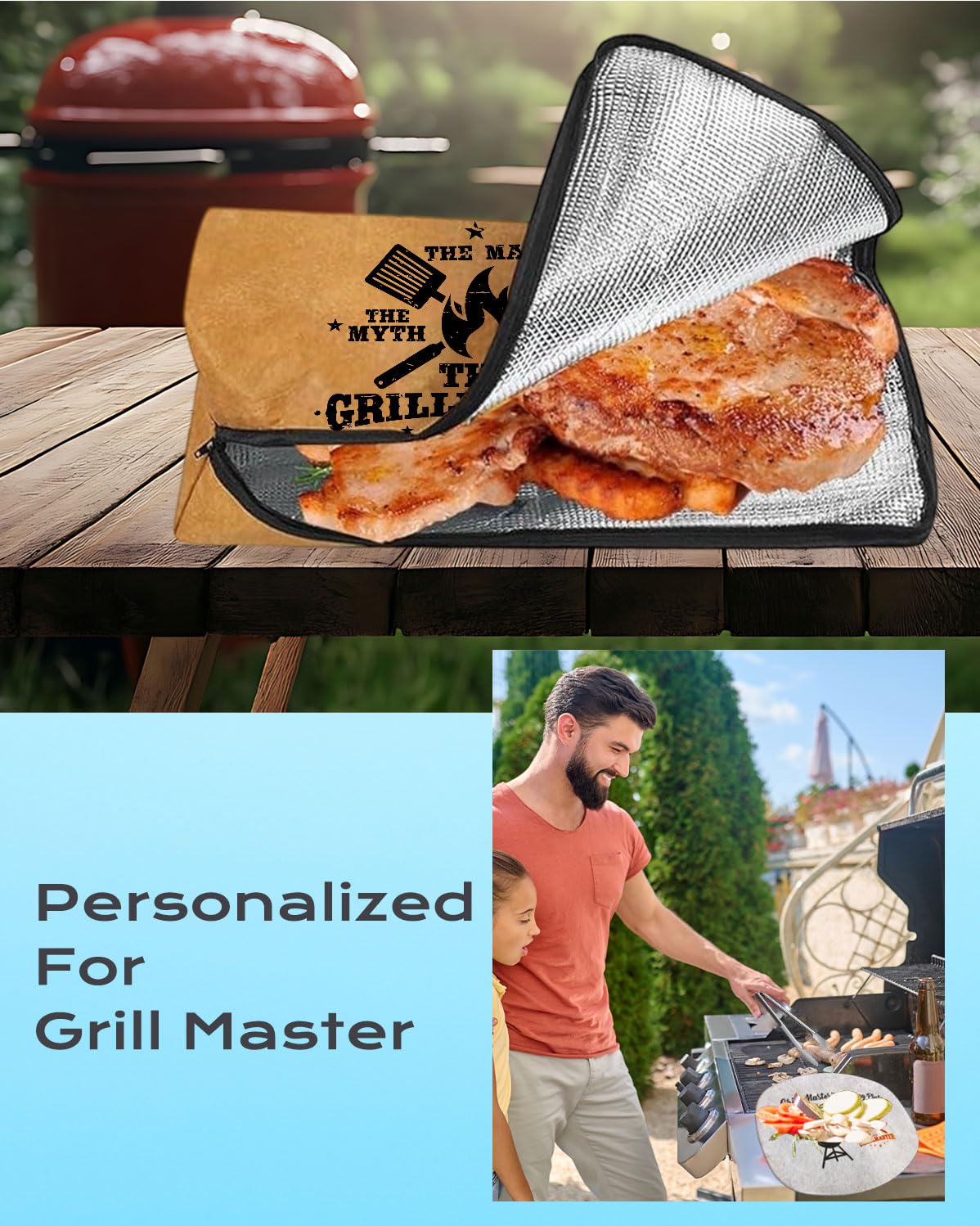 Giftaroo Smoker Accessories BBQ Blanket & Tray Grill Master Gifts for Husband, Unique Christmas & Birthday Outdoor Barbecue Acce