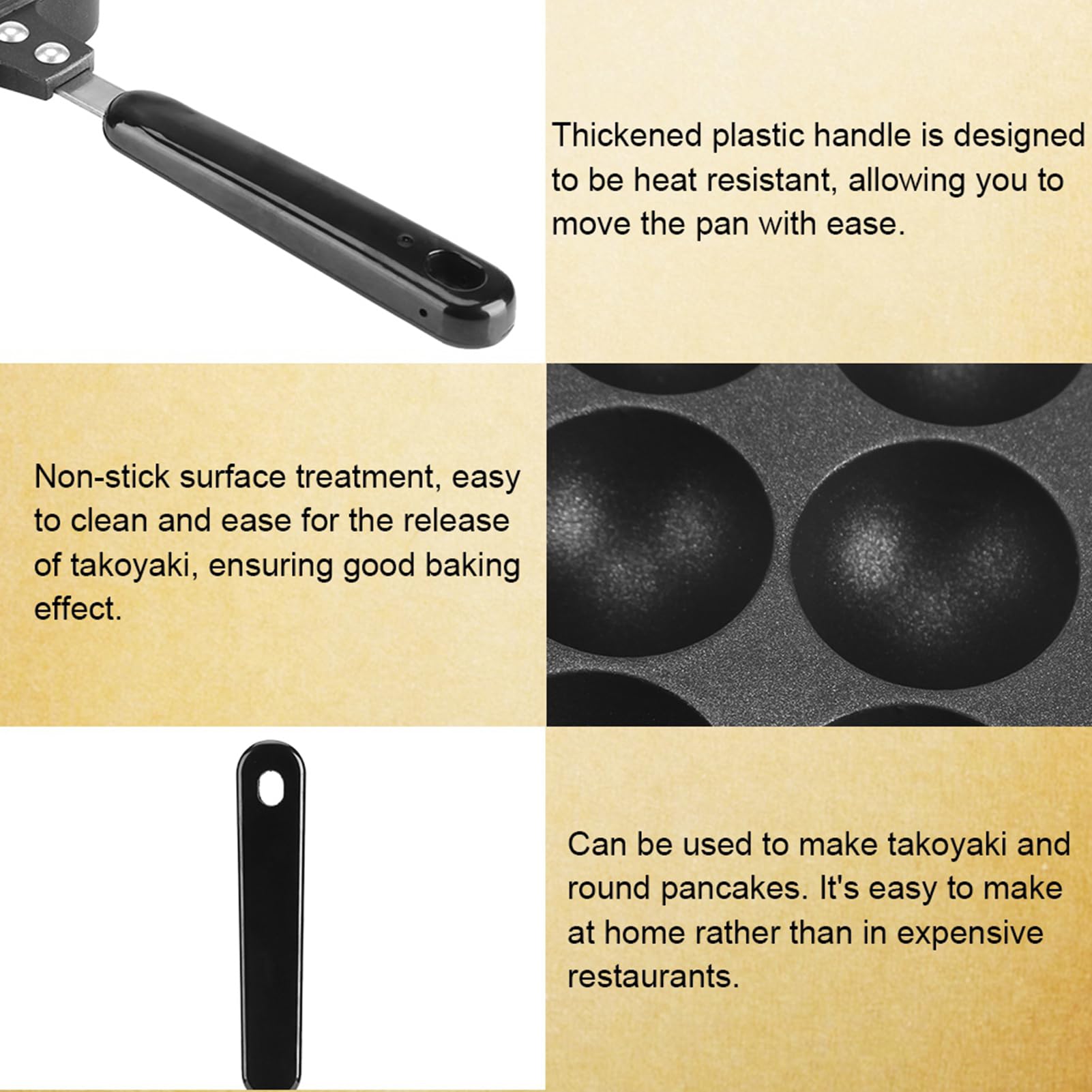 Poffertjes Pan, Poffertjes Maker, Takoyaki Maker, Aluminum Takoyaki Pan Black Takoyaki Grill Pan With 12 Holes, Holes Diameter 1
