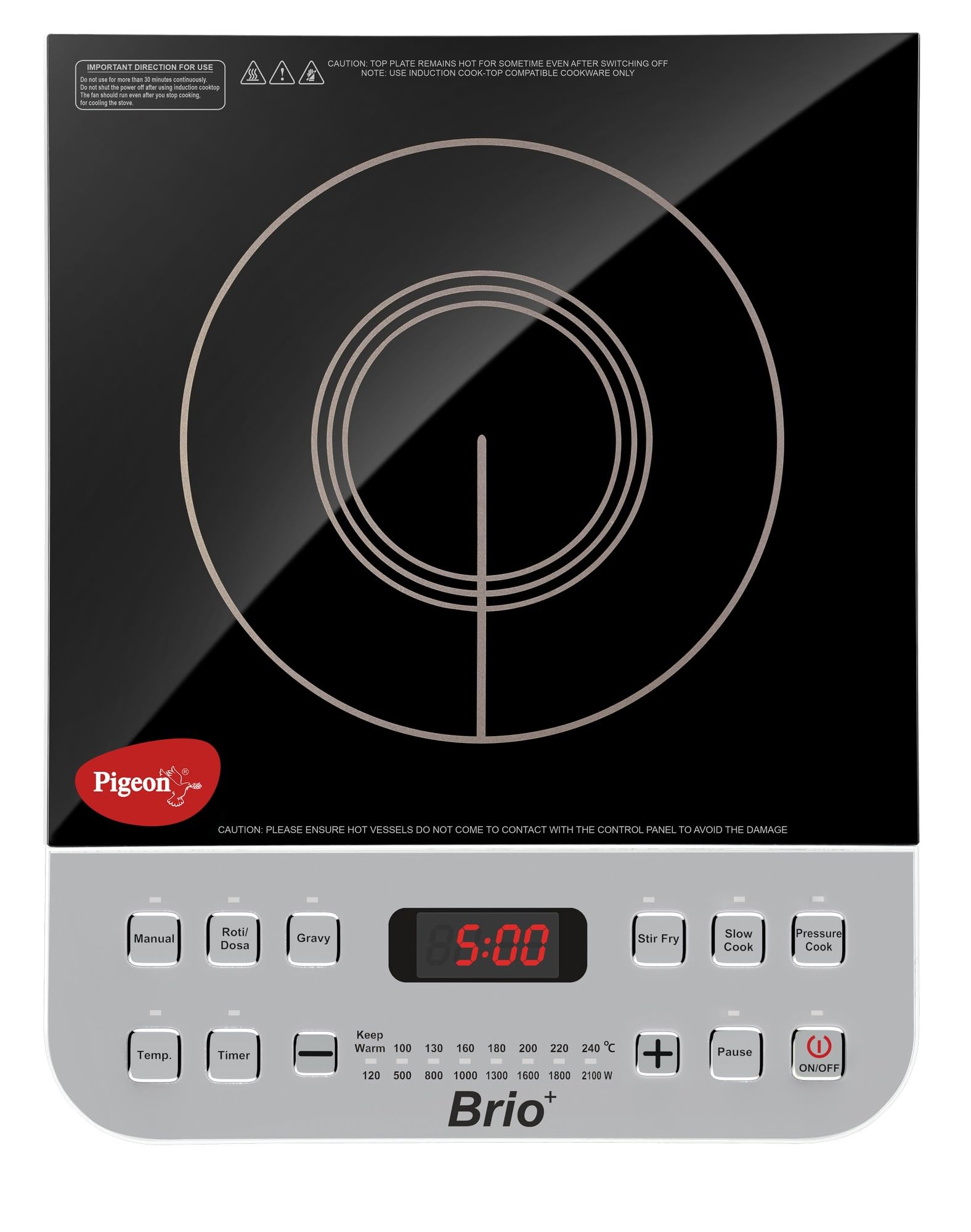 Pigeon By Stovekraft Brio Plus Induction Stove 2100 Watts For Fast And Easy Cooking