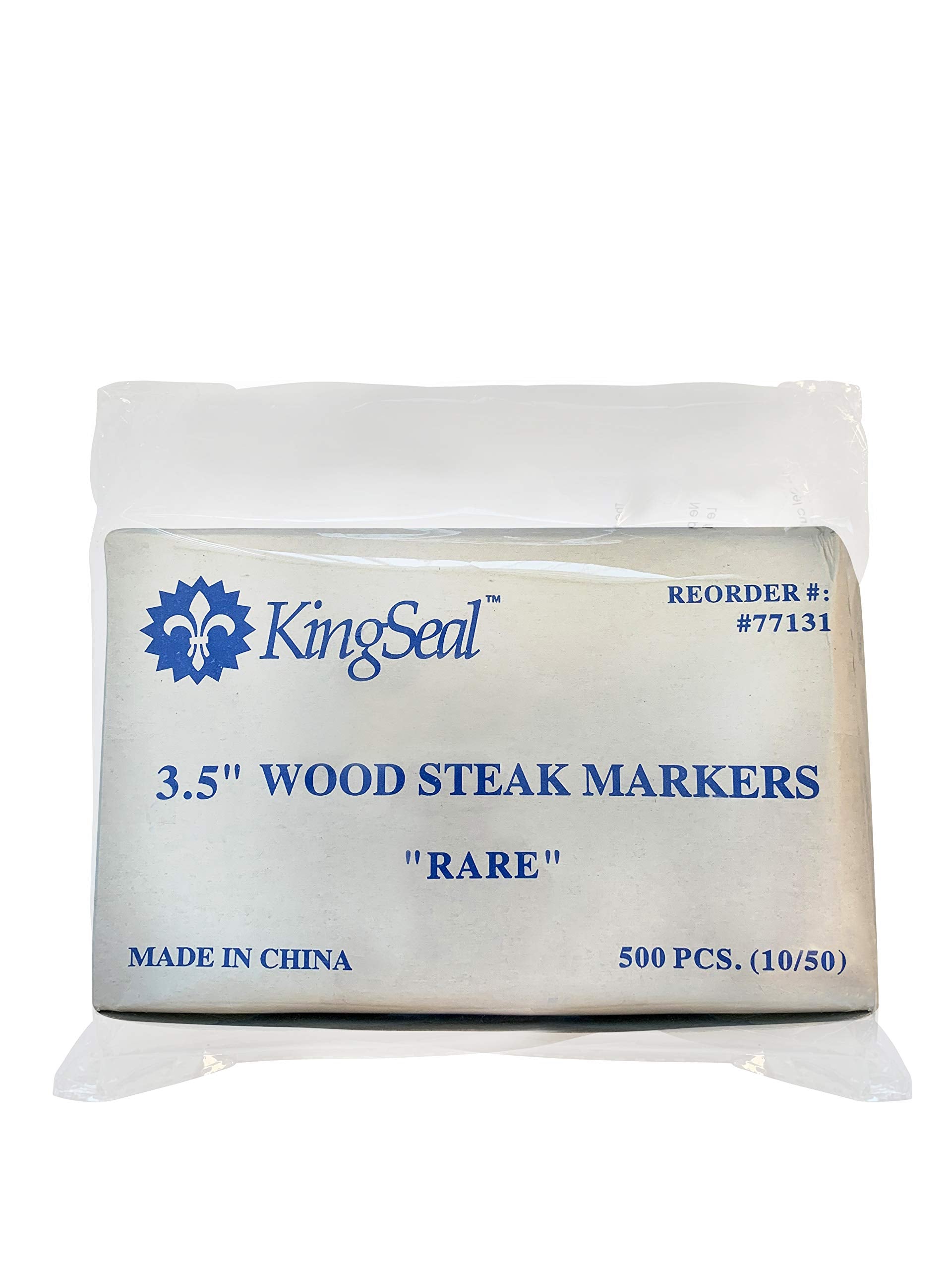 Kingseal 3.5 Inch Natural Birch Wood Steak Markers, Heat Stamped, Rare, Eco Friendly, Bulk Pack - 500 Count Per Box