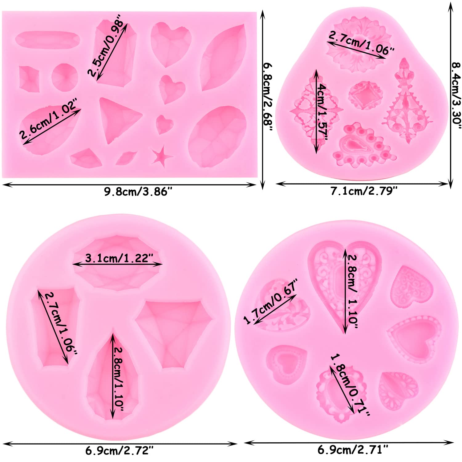 Mujiang Gem Diamond Silicone Molds Jewelry Brooch Fondant Mold For Cake Decoration Cupcake Topper Candy Chocolate Polymer Clay G