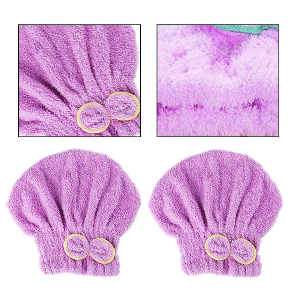 LNJBABAO 2 Pcs Microfiber Hair Drying Towels Ultra Absorbent Hair Drying Cap Bowknot Hair Turban Towel for Women Adults or Girls