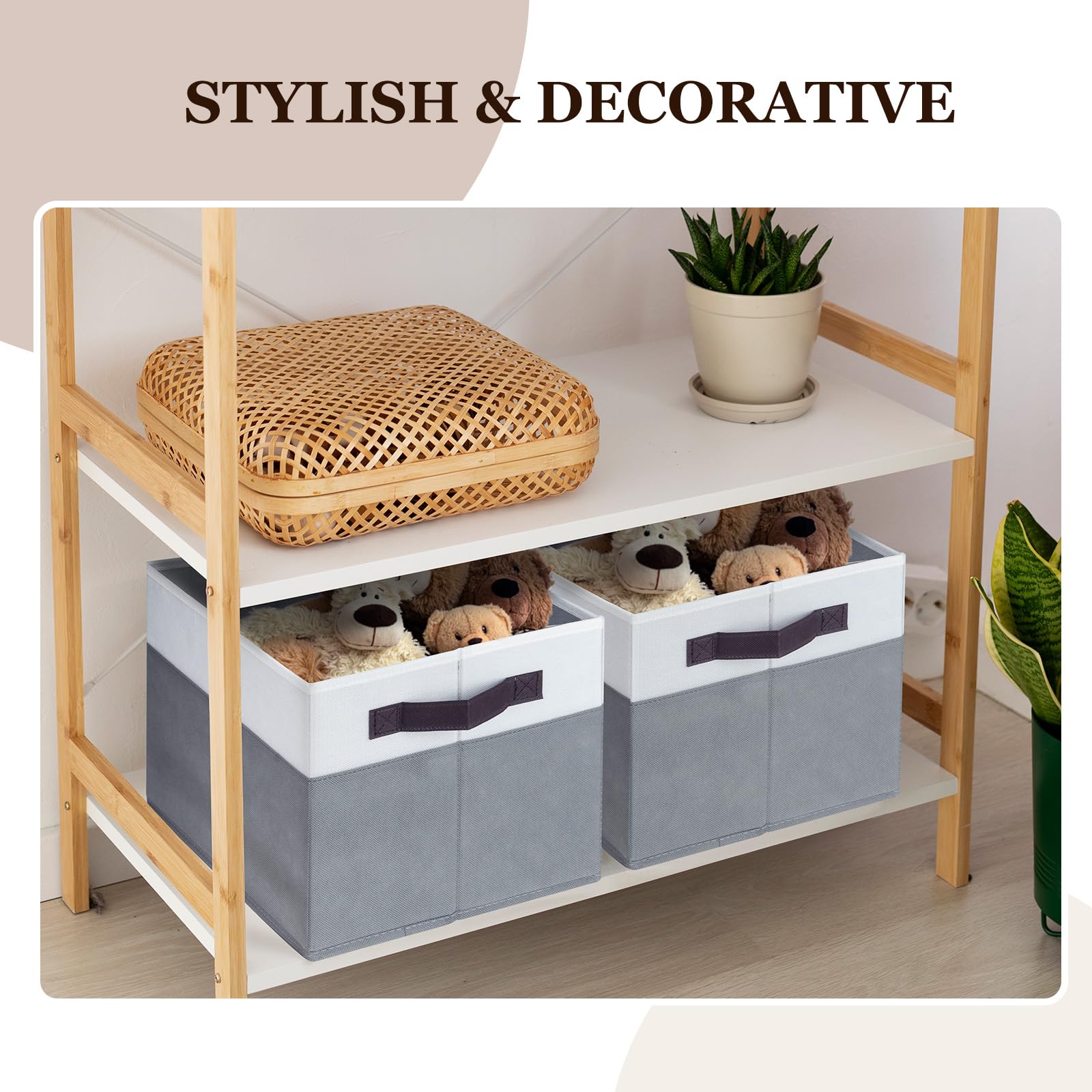 Criusia 12 Pack Large Storage Baskets For Shelves | Fabric Closet Organizers And Storage Bins With Handles For Home Organization