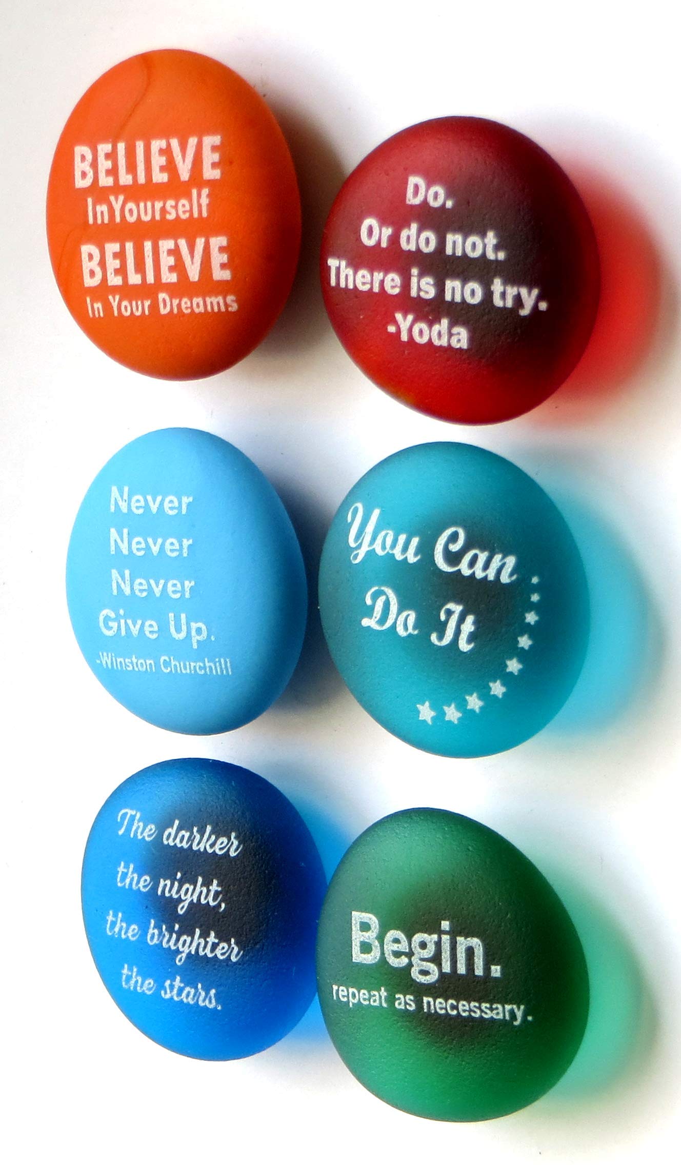 Inspiration Magnets: Encouragement And Motivation On Frosted Sea Glass Stones, Attached To Super-Strong Magnets. By Lifeforce Gl