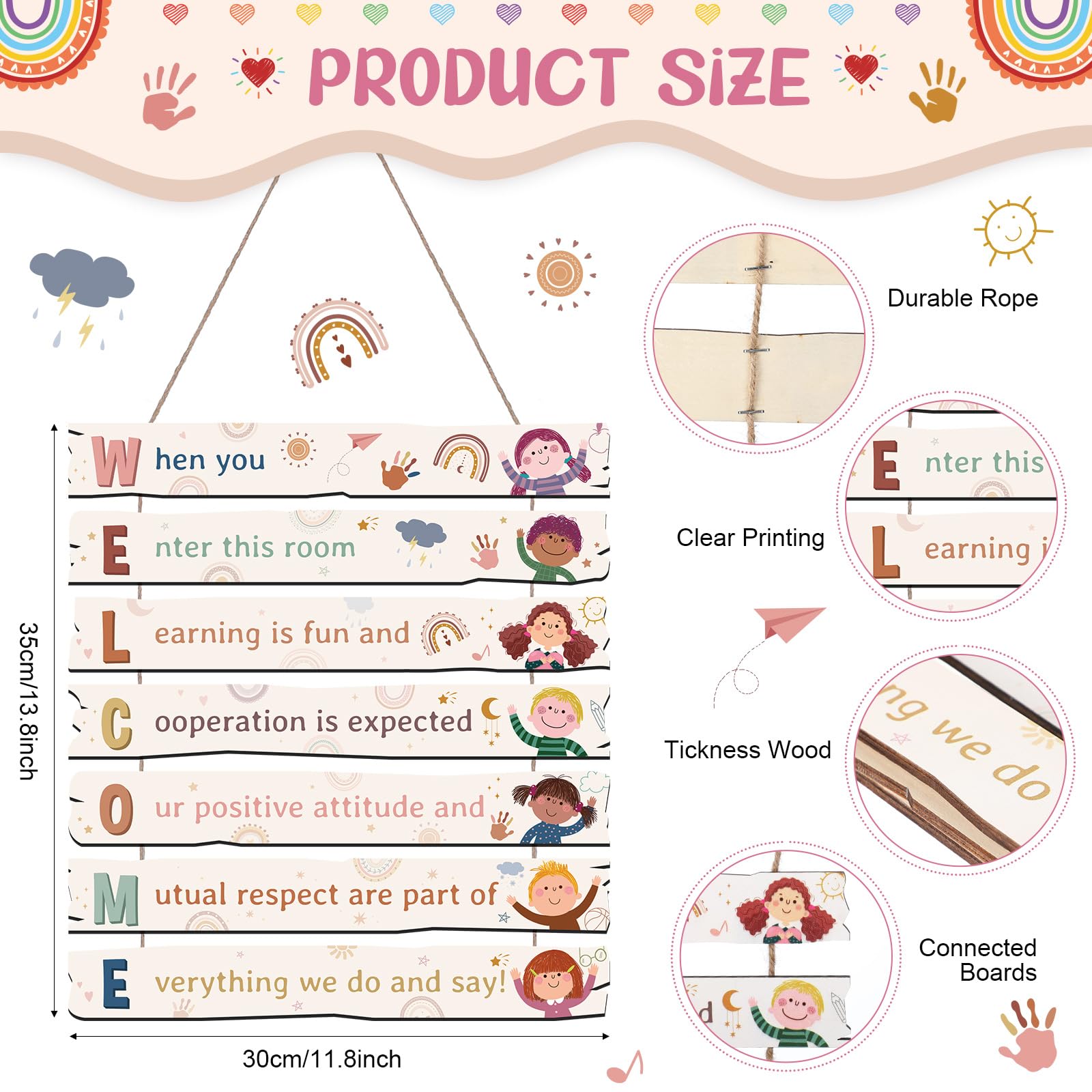 Harloon Boho Welcome Sign Classroom Rainbow Decorations Diversity Inspirational Classroom Educational Motivational Positive Quot