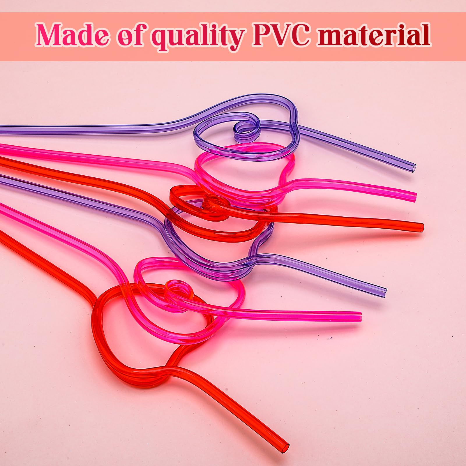 40 Pieces Valentines Plastic Straws Heart Shaped Drinking Straws Decorative Heart Straws For Valentine'S Day Wedding Party Suppl
