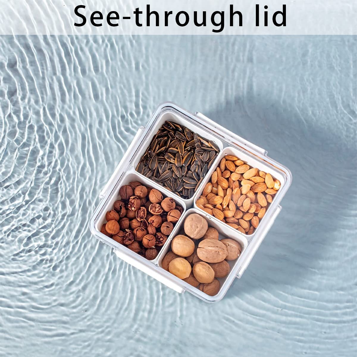 Minesign Divided Serving Tray With Lid For Veggie Charcuterie Container Portion Control Salad Keeper With 4 Removable Boxes Stac