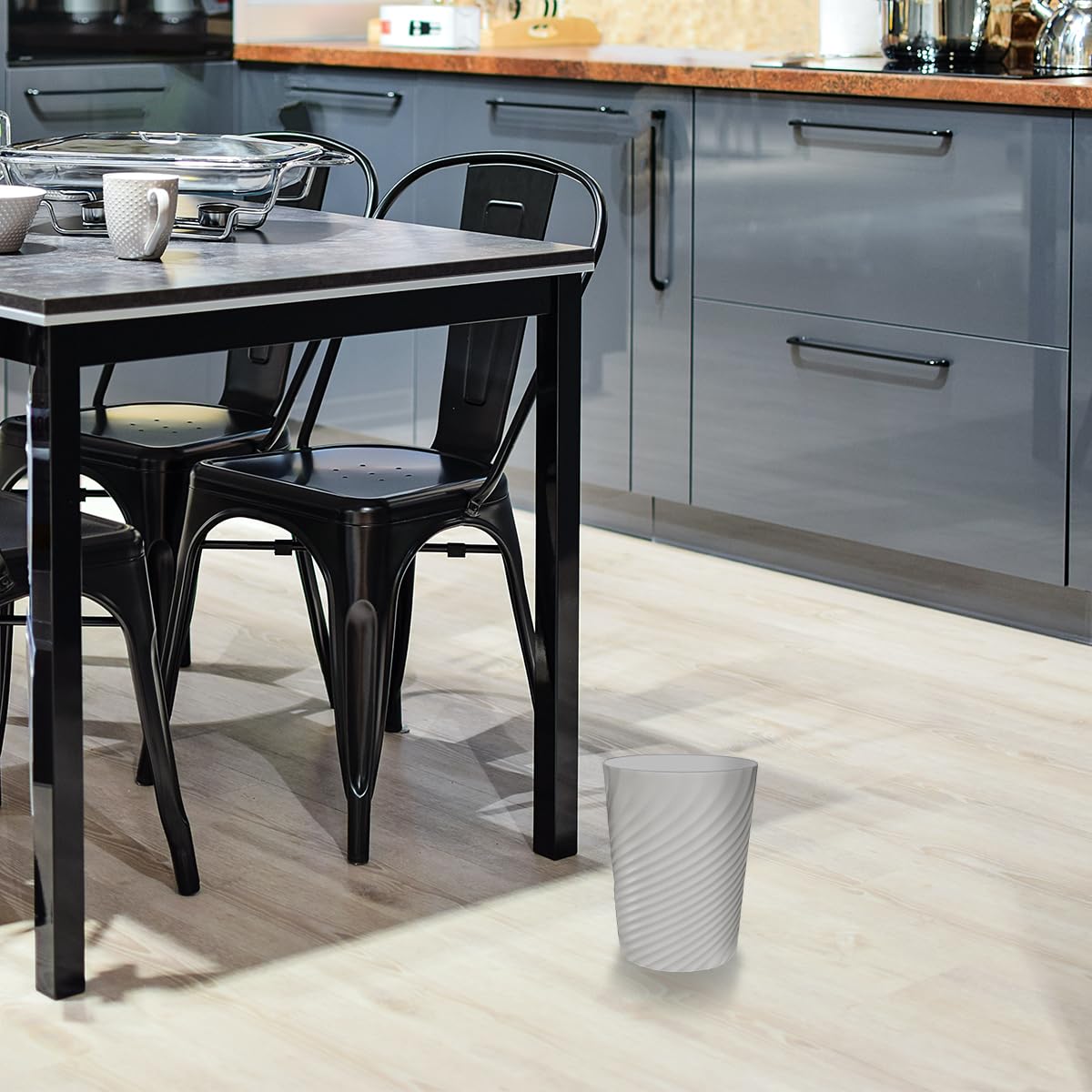 DAJITRE 1.8 Gallon Small Trash Can Wastebasket Recycling Bin Slim Profile for Compact Spaces Bathroom  Office  Bedroom  Kitchen (1.8 Gallon-2pack  Grey) ()