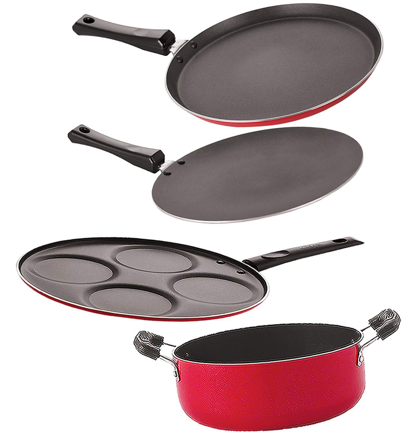 Nirlon Non Stick Coated Heat Resistance Pfoa Free Aluminium Cookware Utencil Gift Set Of 4 Pieces (Ft13_Ct12_Up4_Cs24)