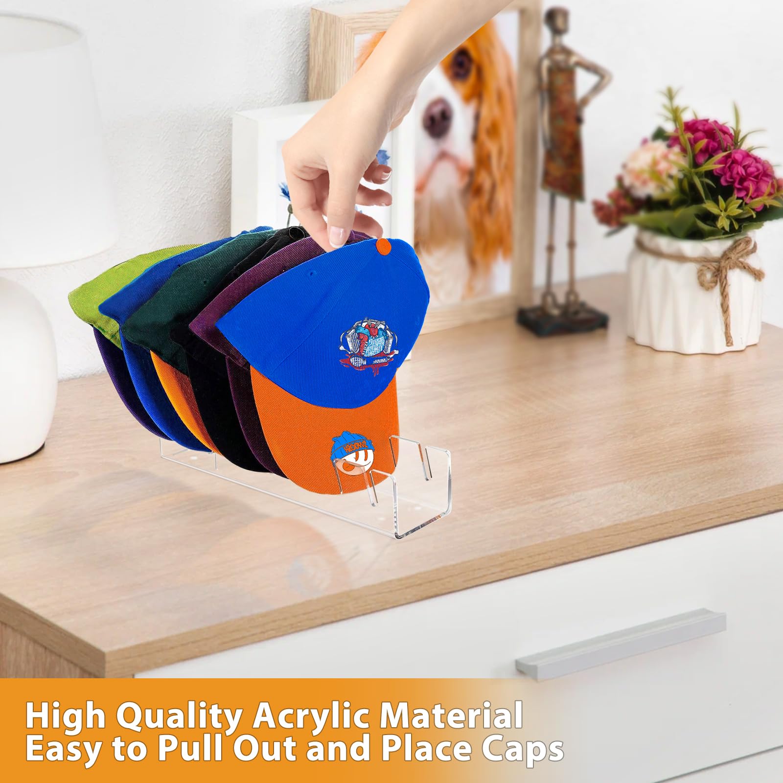 2Pcs Hat Stand For Baseball Caps, No Install Acrylic Hat Organizer For 14 Baseball Caps, Hat Racks For Baseball Caps Display Hat