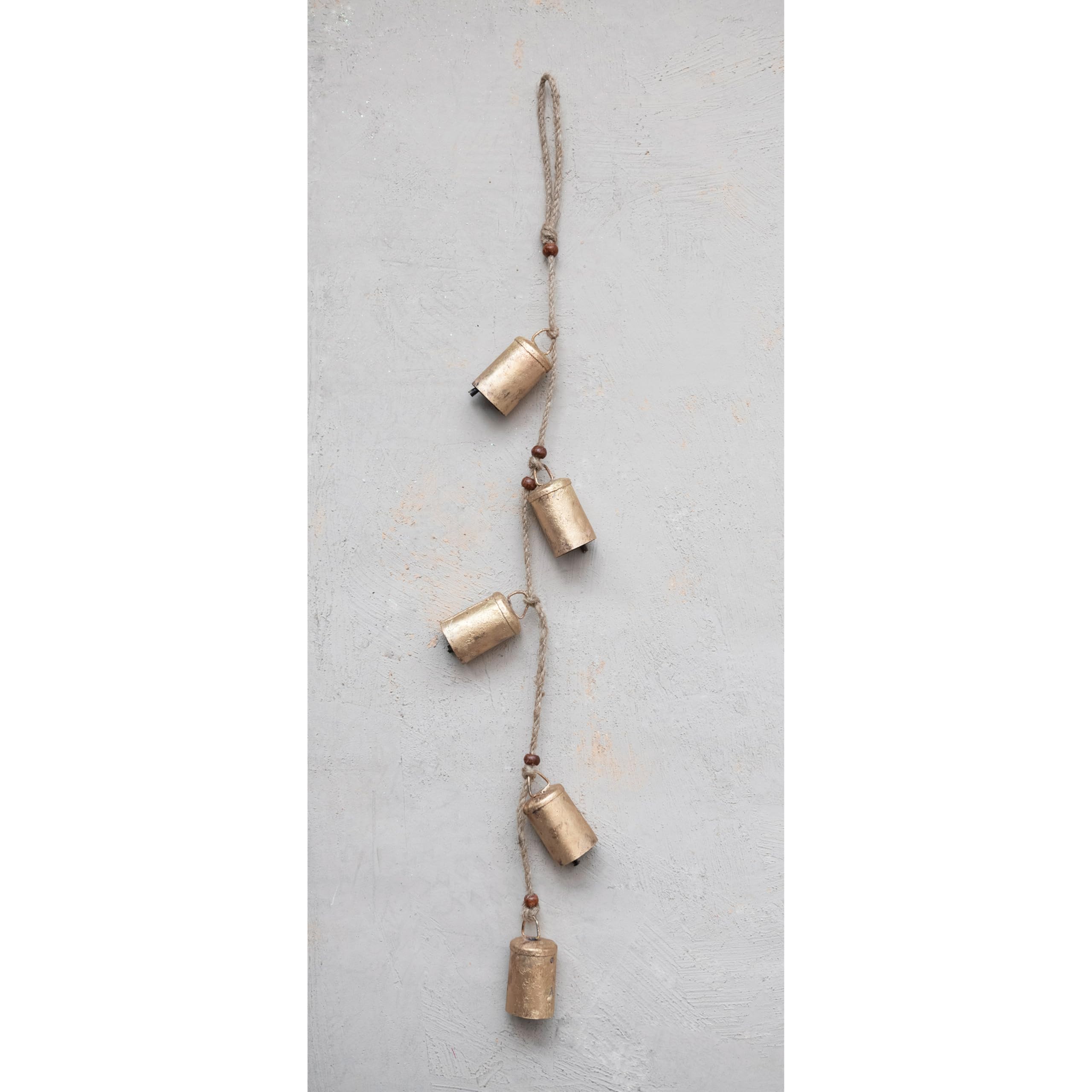 Creative Co-Op 28 Hanging Metal Bells on Jute Rope