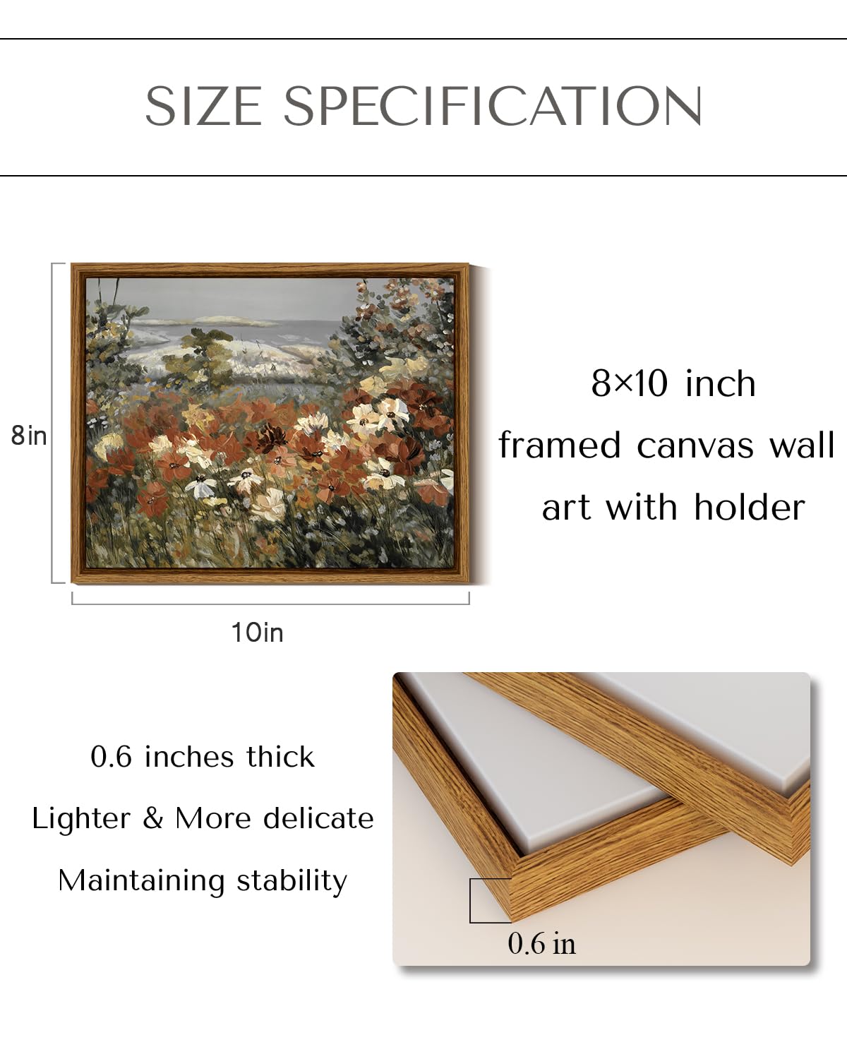 Insimsea Framed Canvas Wall Art Flower Home Decor Framed Vintage Botanical Prints Rustic Farmhouse Wall Decor Mid Century Modern