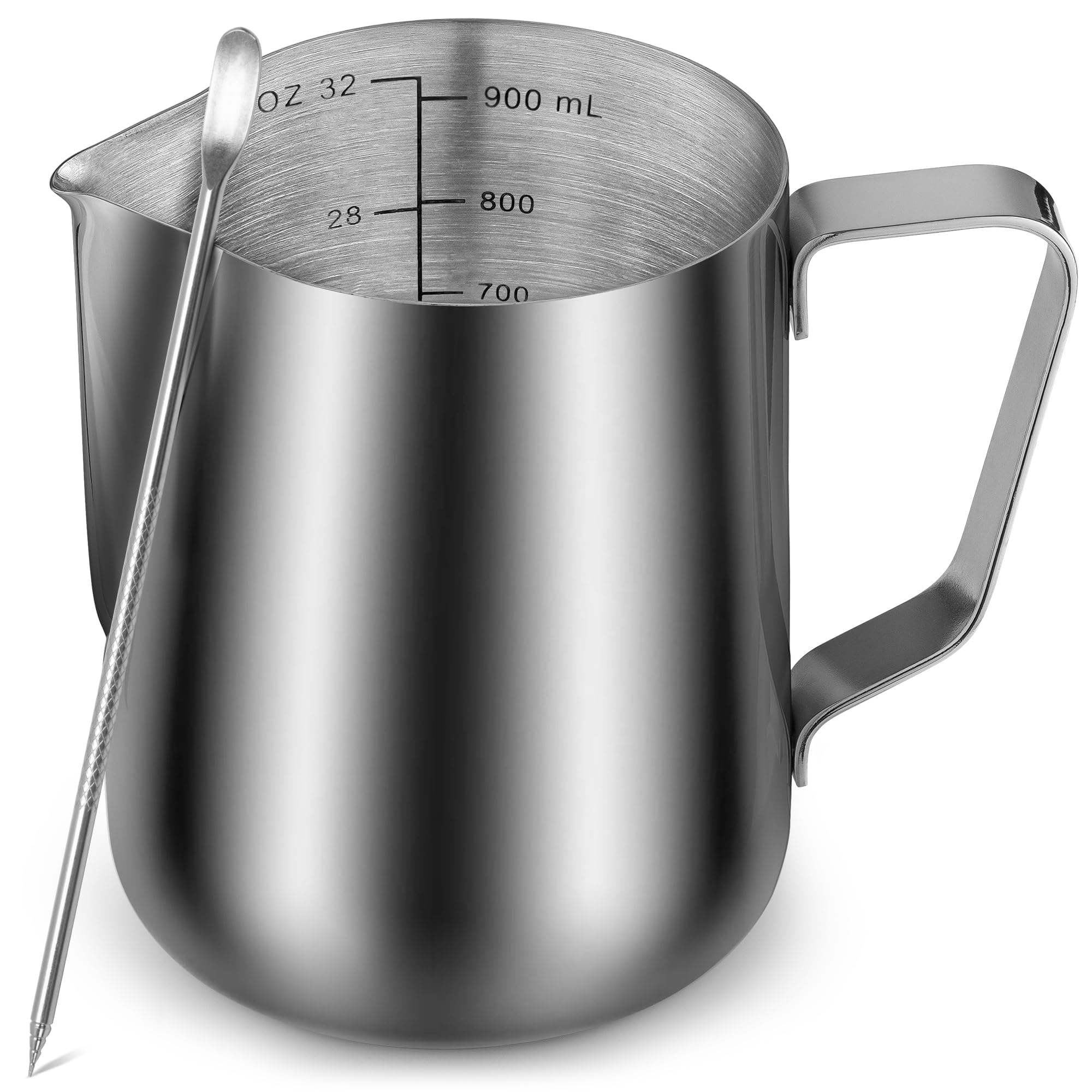 Zulay Kitchen 32Oz Stainless Steel Milk Frothing Pitcher - Milk Frother Cup - Easy-To-Clean Espresso Accessories - Easy-To-Read