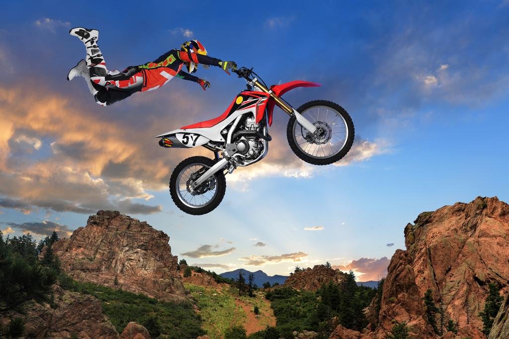 Freestyle Motocross Rider Performing Stunt On Motorcycle Photo Photograph Cool Wall Art Print Poster 24X16