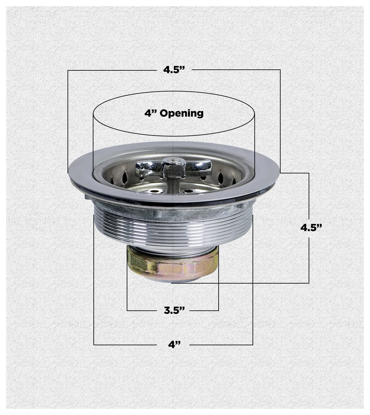 Highcraft Kitchen Sink Drain Assembly - 3.5" Stainless Steel with Strainer Basket & Threaded Stopper, Model 9763