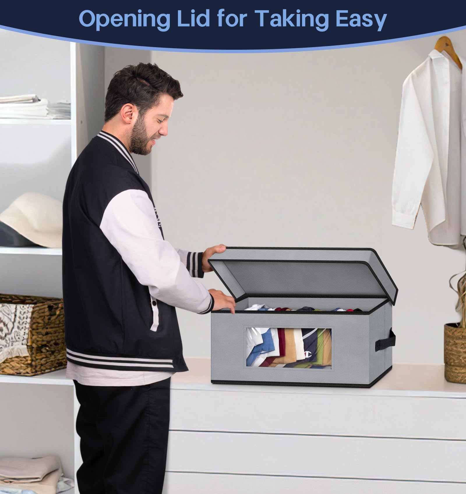 Sleeping Lamb Stackable Hat Organzier For Baseball Caps, 4 Pcs Hat Storage Boxes For Closet Hold 60 Caps With Cardboard, Grey