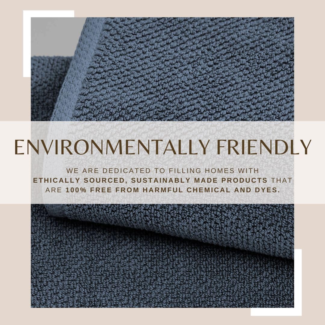 Great Bay Home Navy Bath Towels - 100% Cotton 4 Pack 52X30 Bath Towel Set - Absorbent, Quick-Drying, Durable Towels For Bathroom