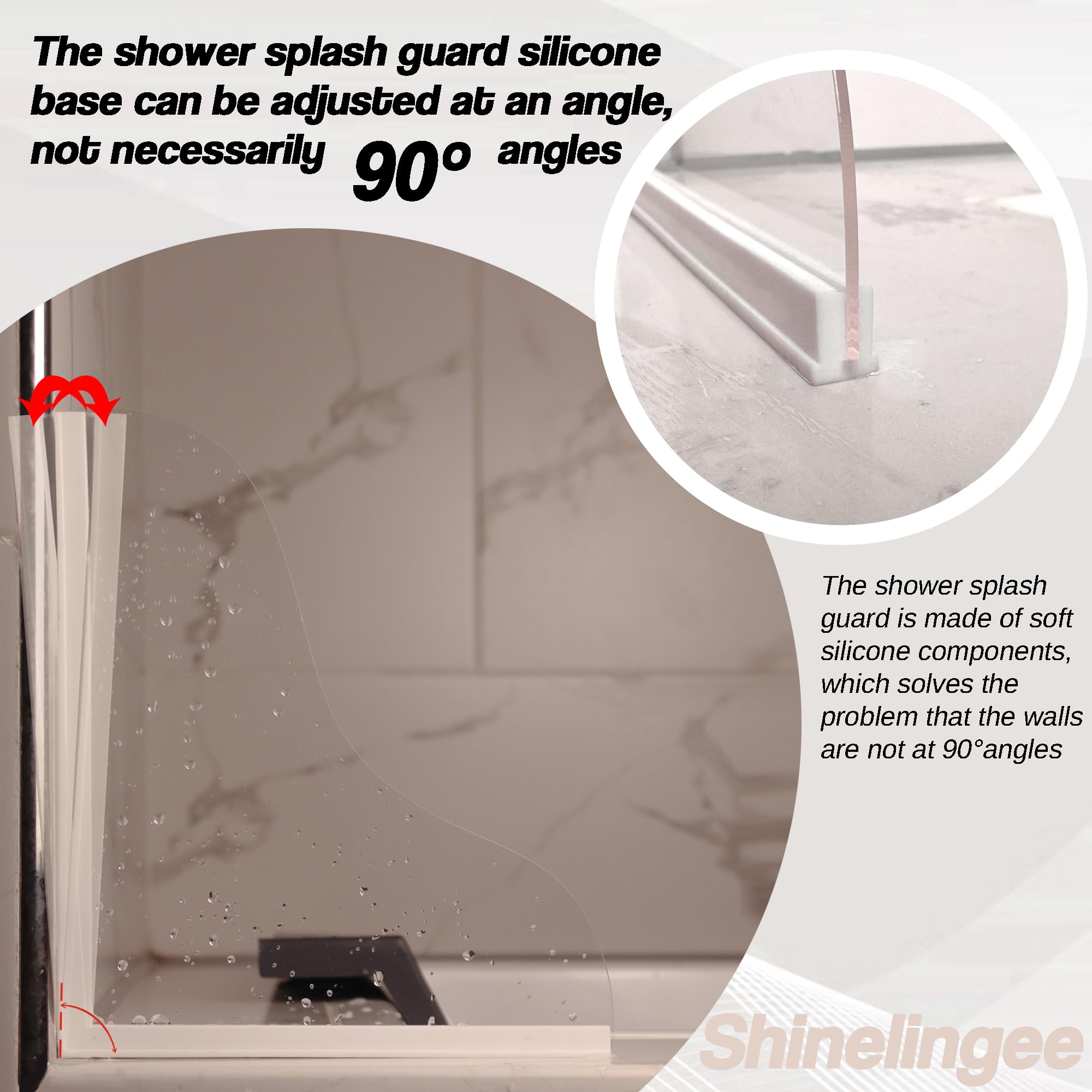 Shinelingee Shower Splash Guard 2 Pack - Large Acrylic Bathtub Water Barrier