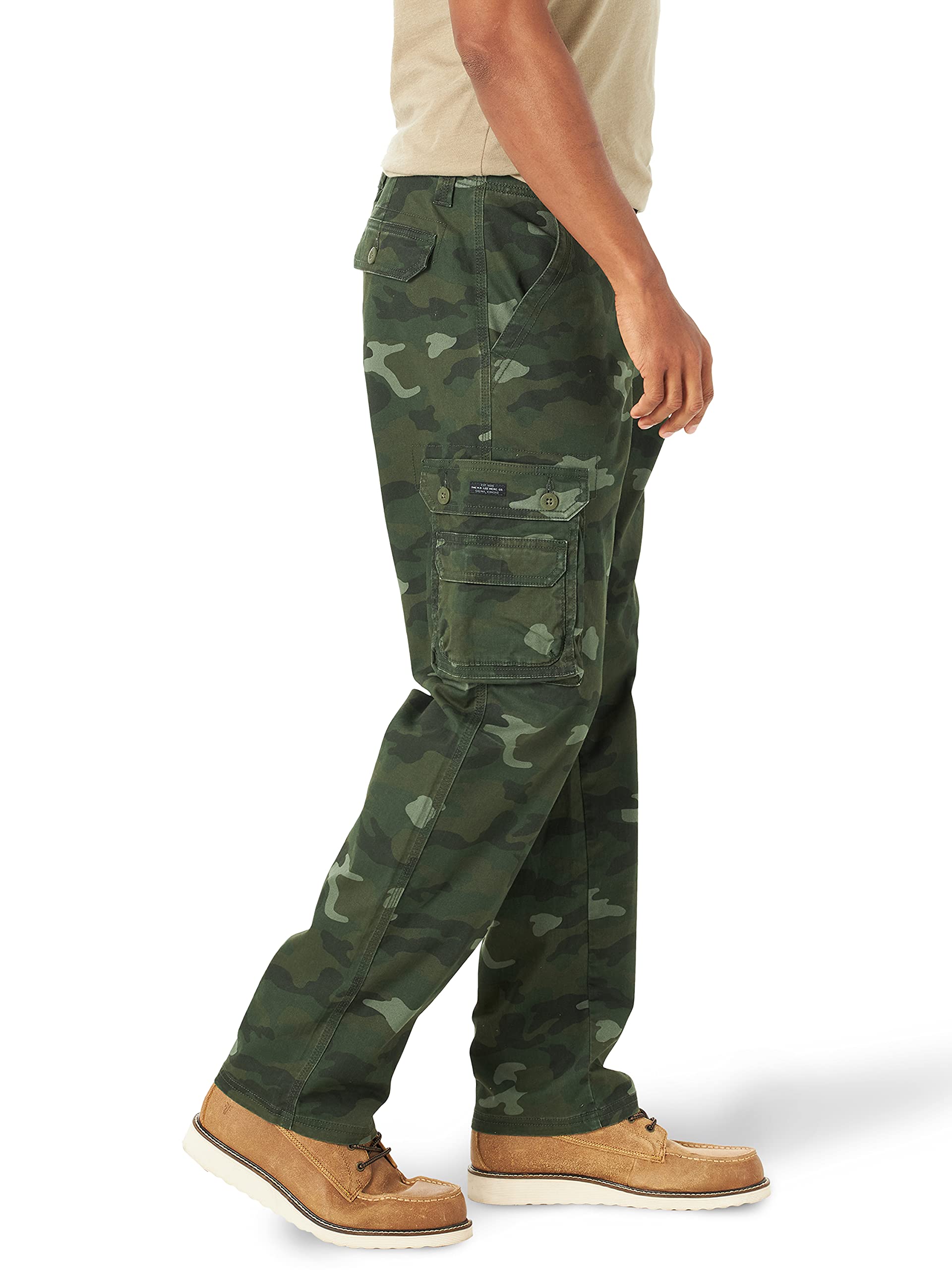 Lee Mens Wyoming Relaxed Fit Cargo Pant, Green Camo, 38W X 32L
