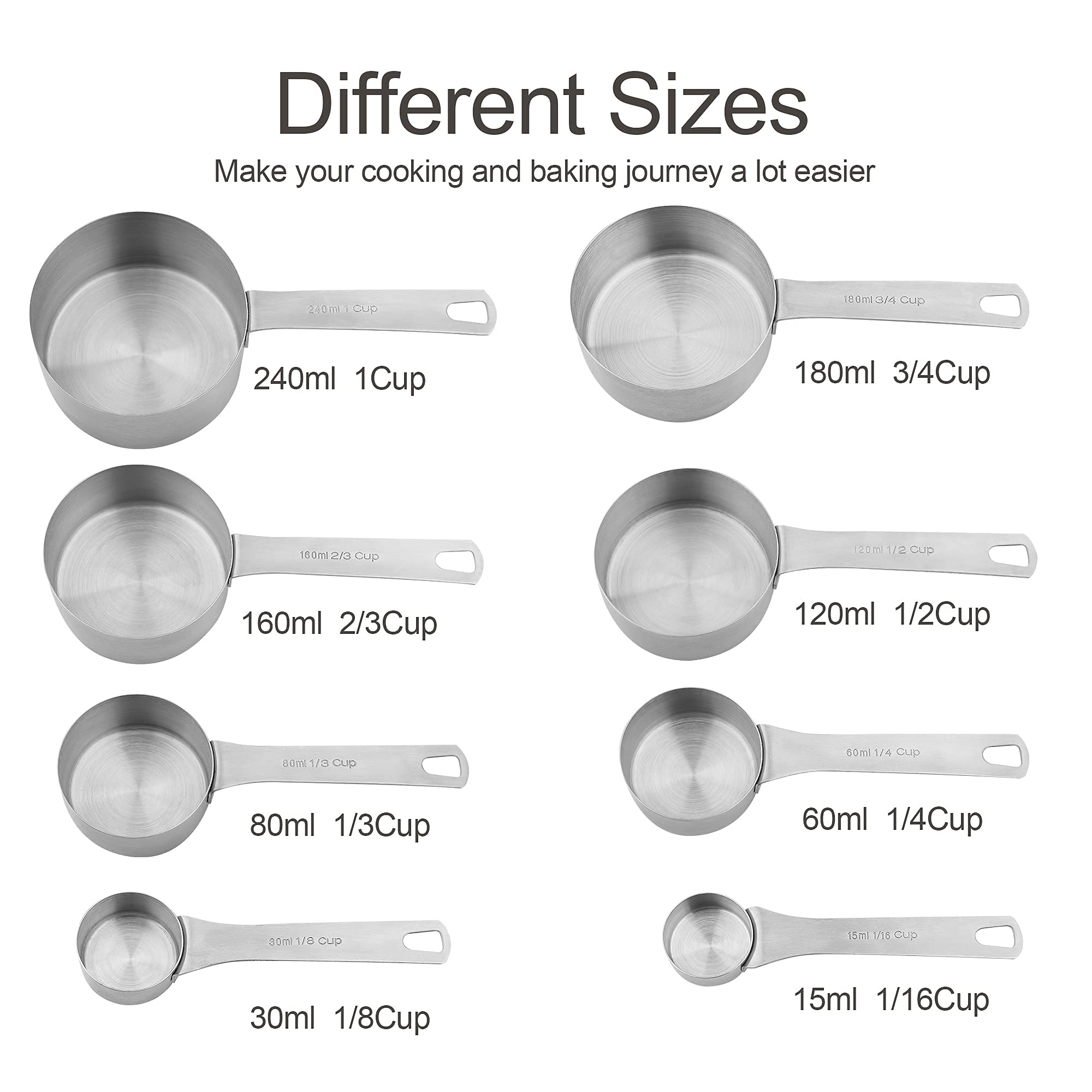 Measuring Cups And Spoons Set, Stainless Steel Measuring Cups Spoons Complete Set Of 19Pcs Professional Measurer Scoops Ingredie