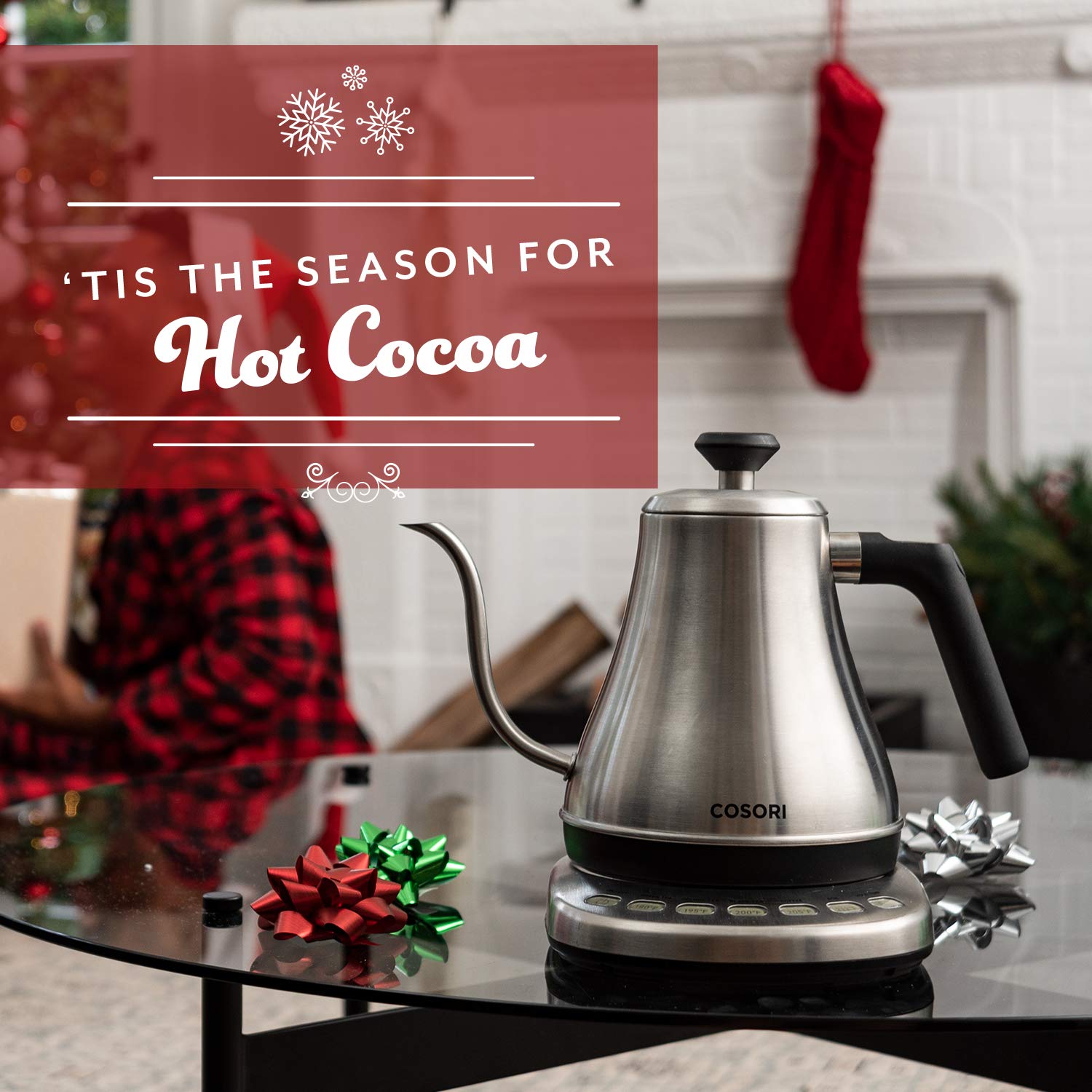 COSORI Gooseneck Electric Kettle with 5 Variable Presets, Pour Over & Coffee maker, 100% Stainless Steel Inner Lid & Bottom, 120