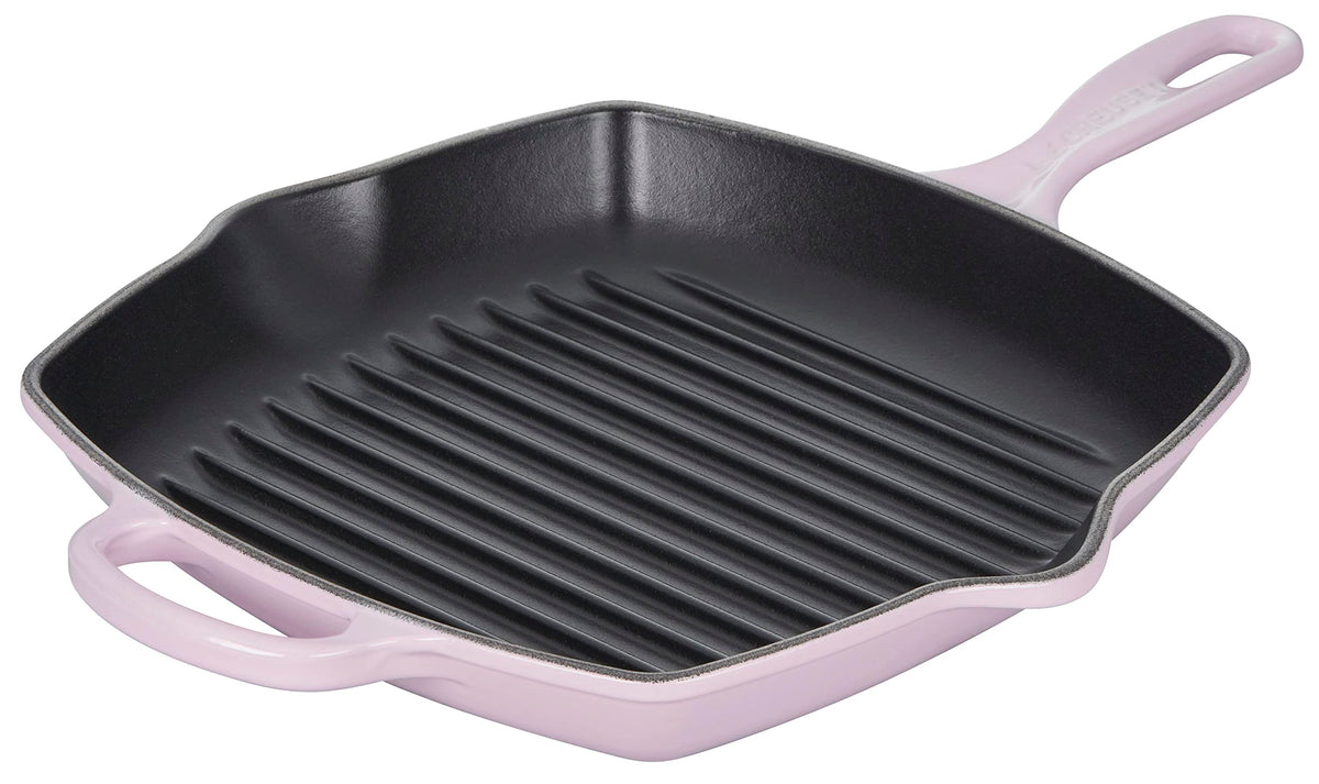 Le Creuset Enameled Cast Iron 10.25 Signature Square Skillet Grill, Shallot